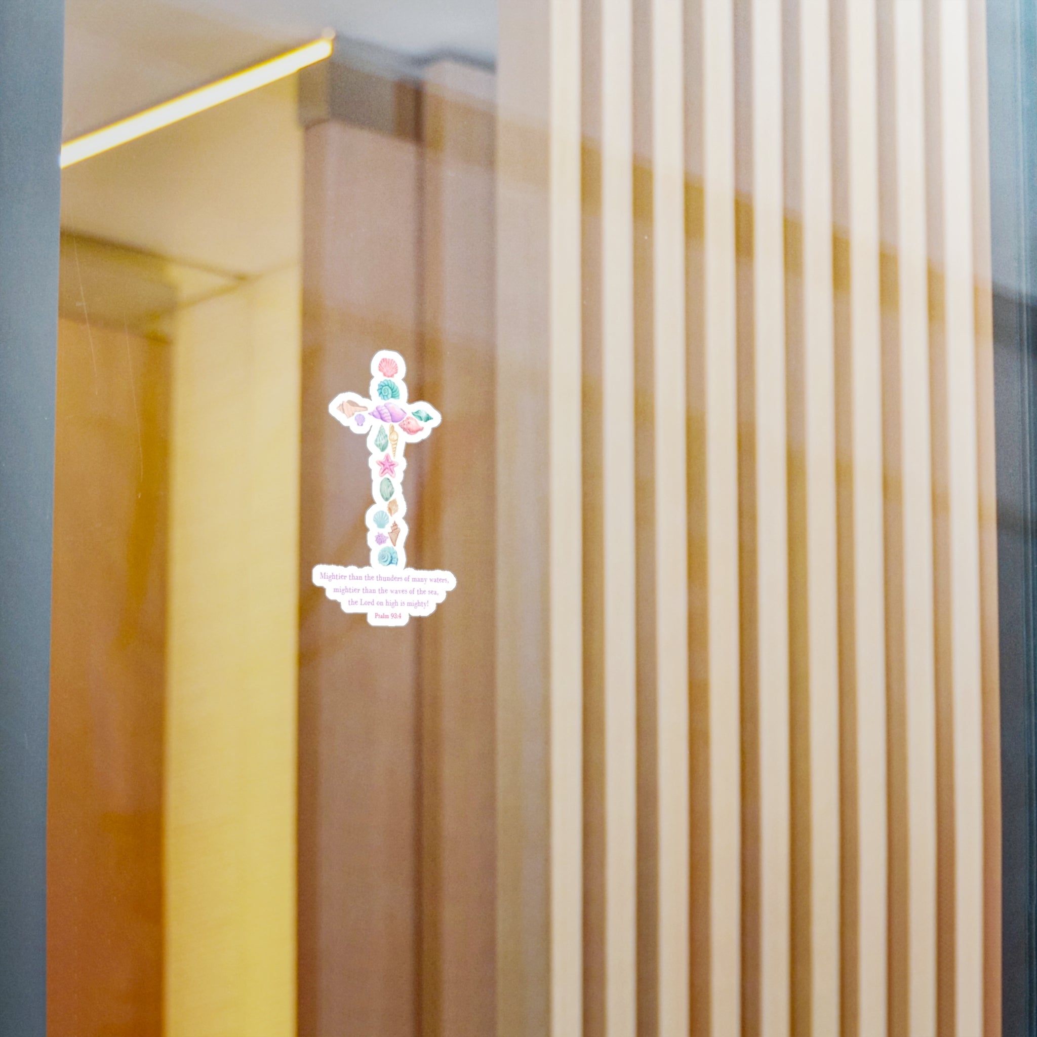 Sea Shell Cross Psalm 93:4 Sticker