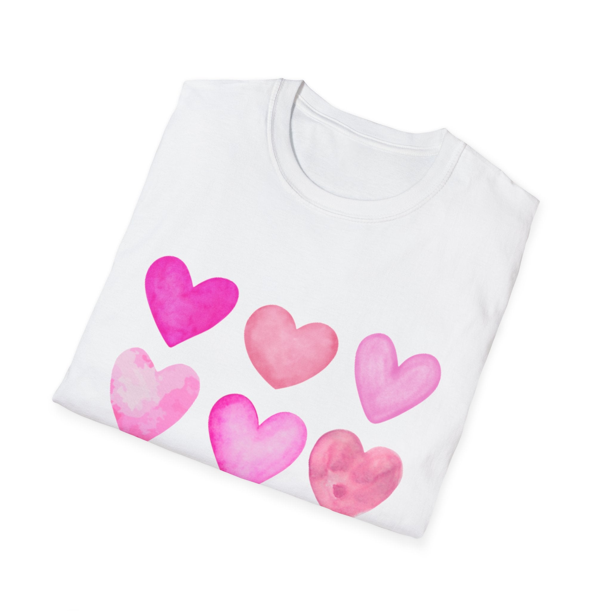 Pink Watercolor Hearts T-Shirt
