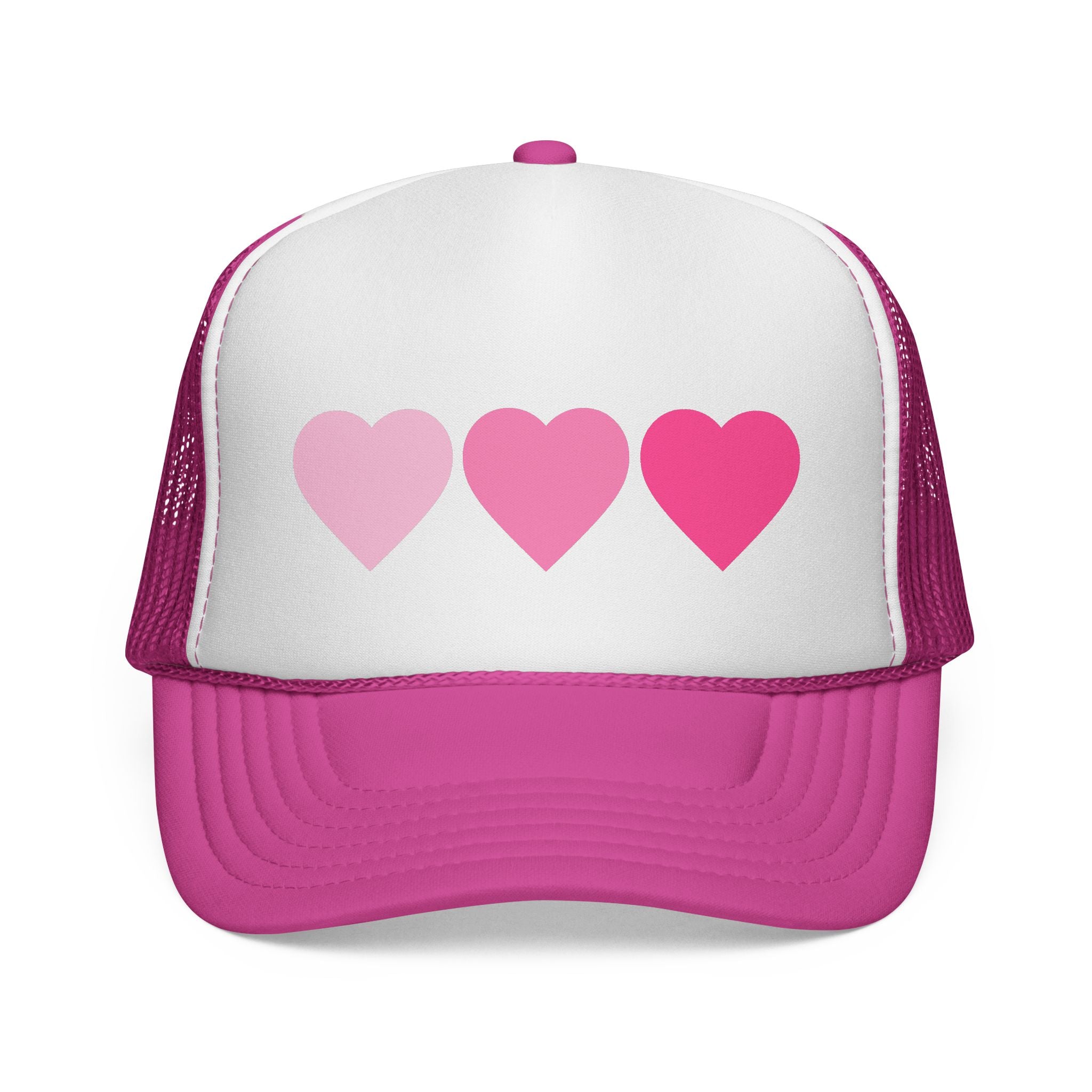 Pink Gradient Hearts Trucker Cap — Cute Valentine’s Mesh Hat