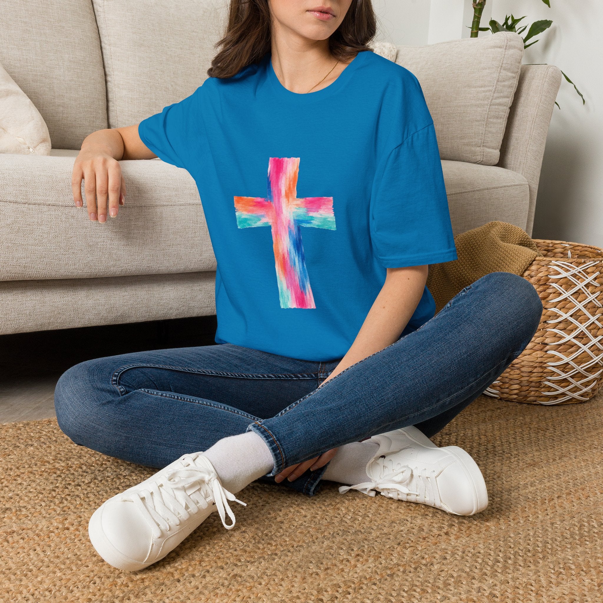 Watercolor Cross T-Shirt — Colorful Christian Faith Tee