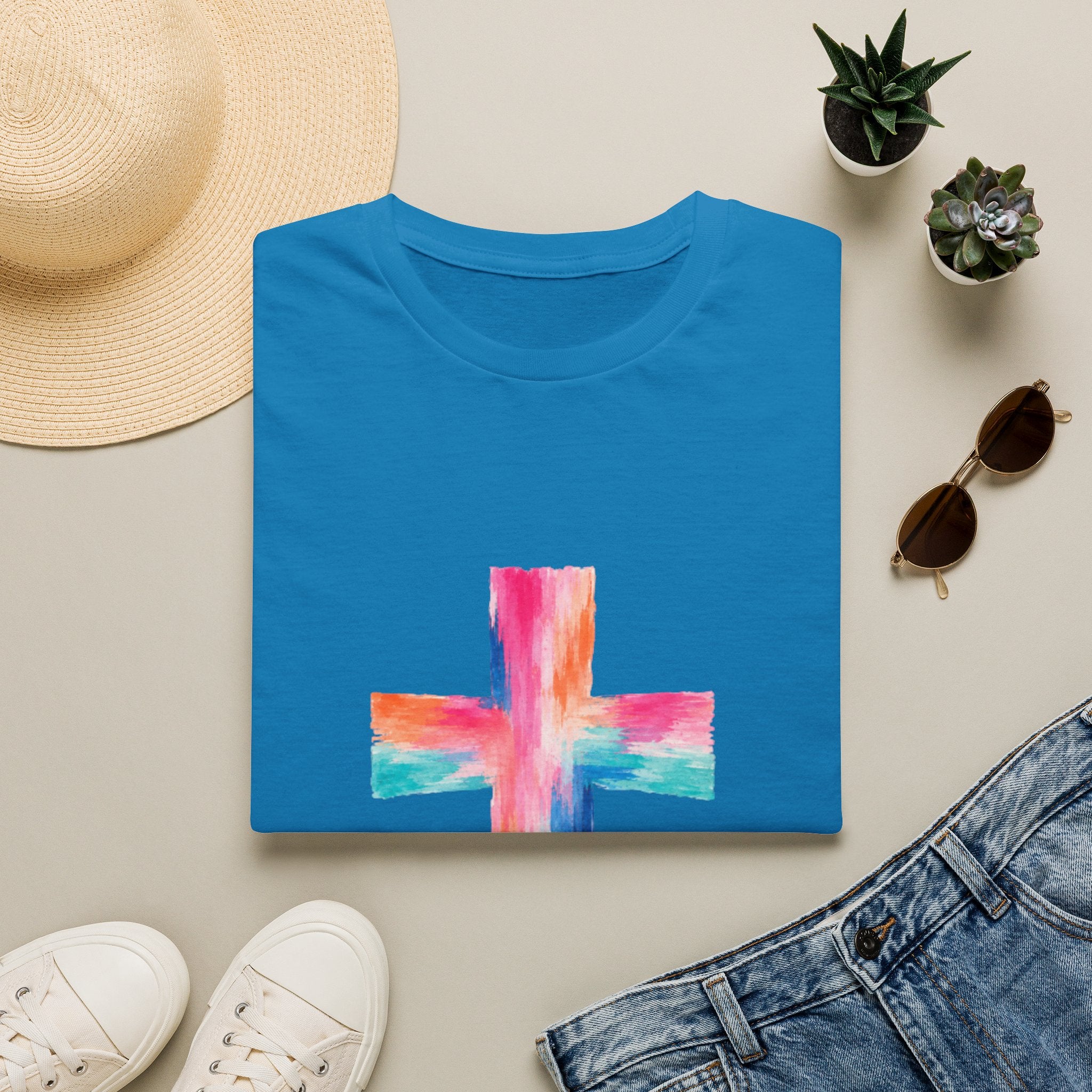 Watercolor Cross T-Shirt — Colorful Christian Faith Tee