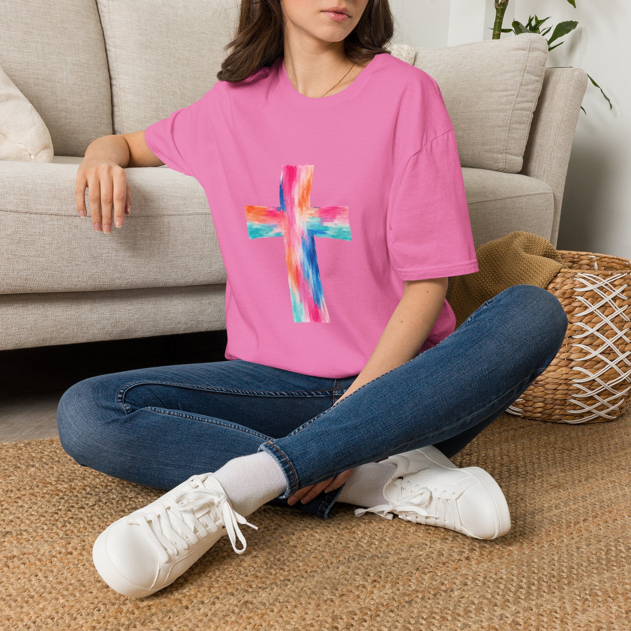 Watercolor Cross T-Shirt — Colorful Christian Faith Tee