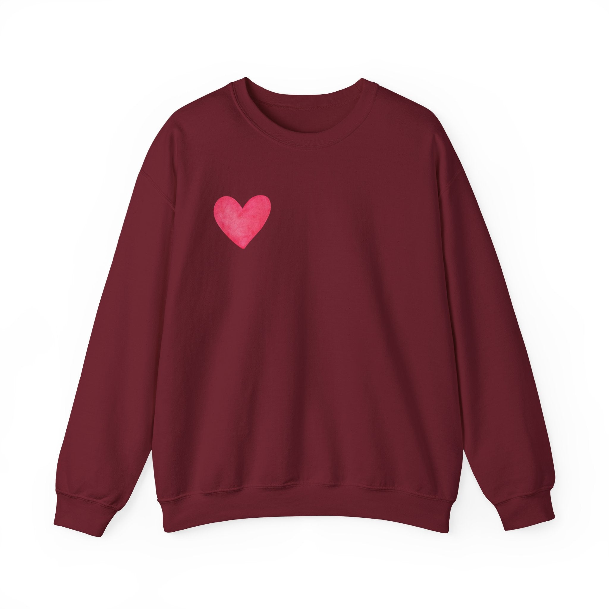 Crewneck Sweatshirt – Watercolor 'LOVE' Back Print, Cozy Valentine's Pullover