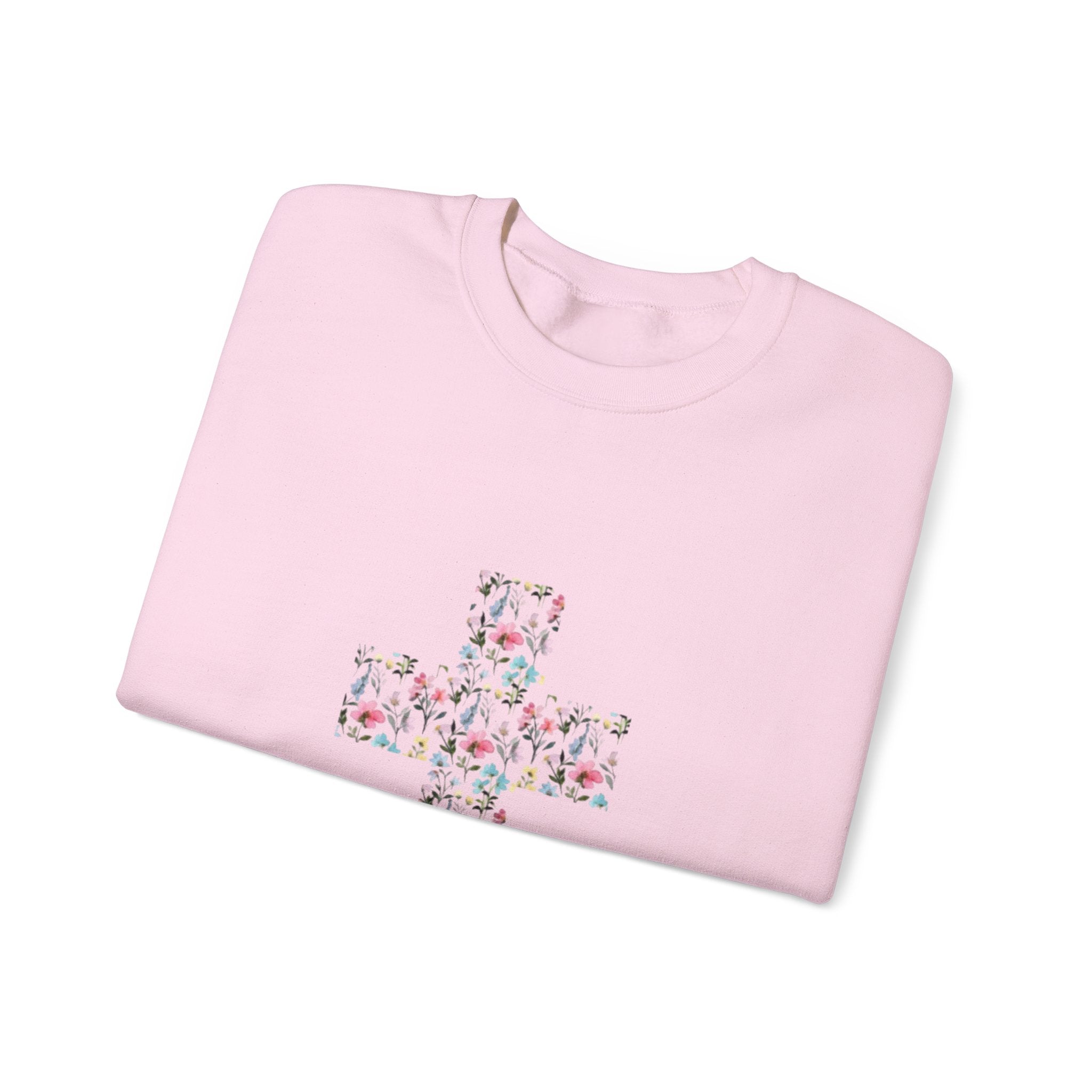Floral Cross Crewneck Sweatshirt — Women's Christian Faith Pullover