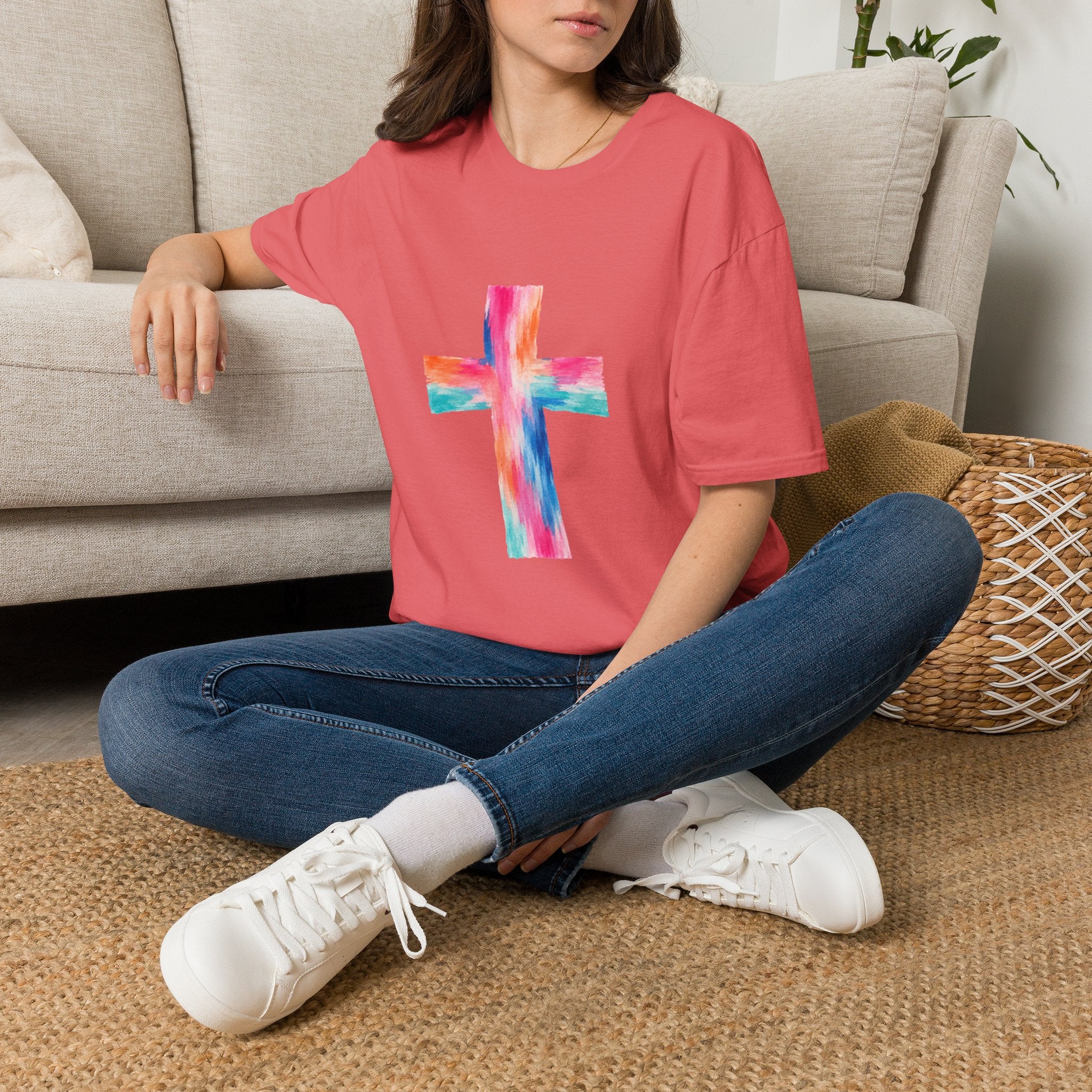 Watercolor Cross T-Shirt — Colorful Christian Faith Tee