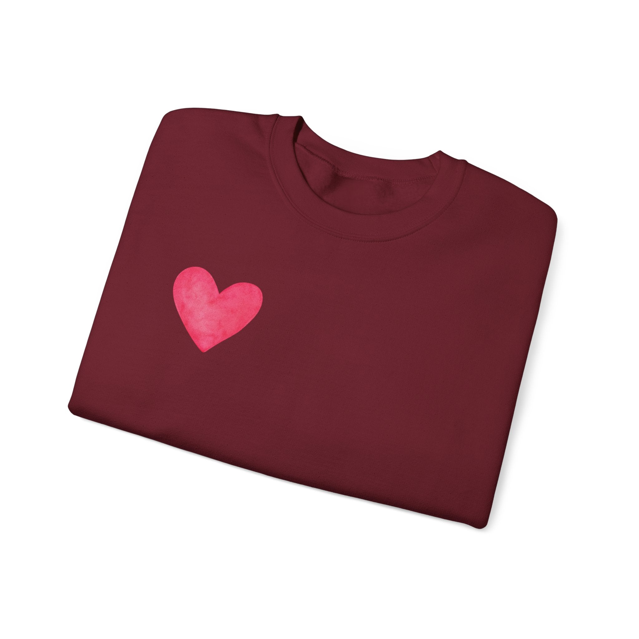 Crewneck Sweatshirt – Watercolor 'LOVE' Back Print, Cozy Valentine's Pullover