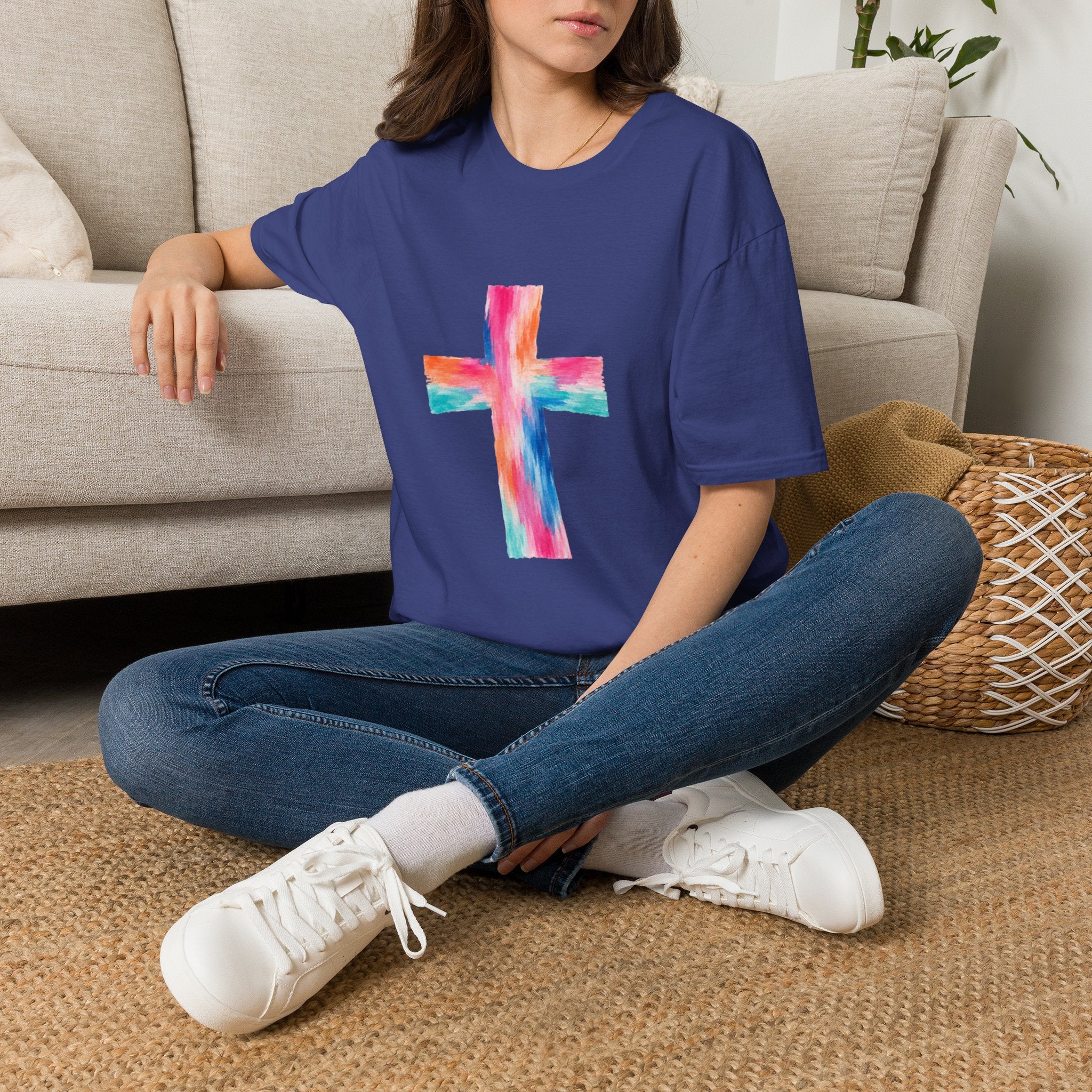 Watercolor Cross T-Shirt — Colorful Christian Faith Tee