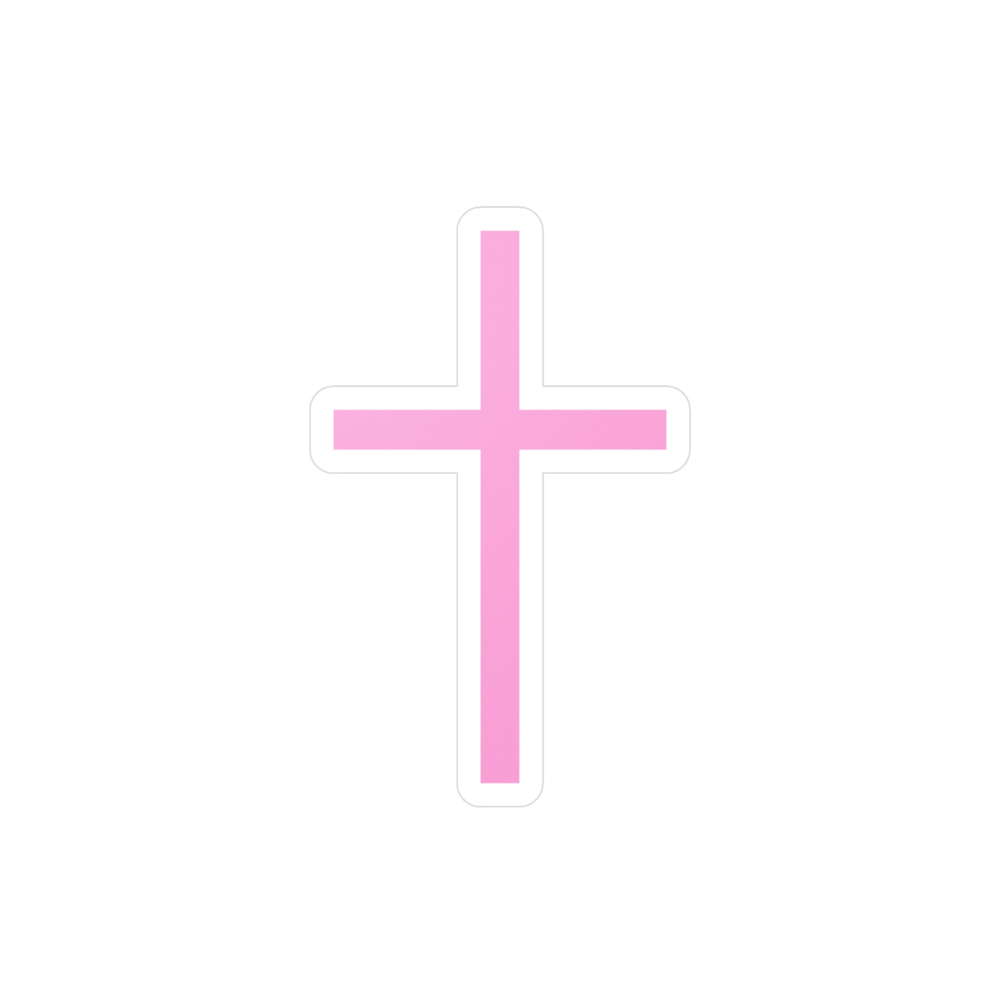 Pink Cross Vinyl Sticker — Kiss-Cut Religious Decal for Water Bottles, Laptops &amp; Cars