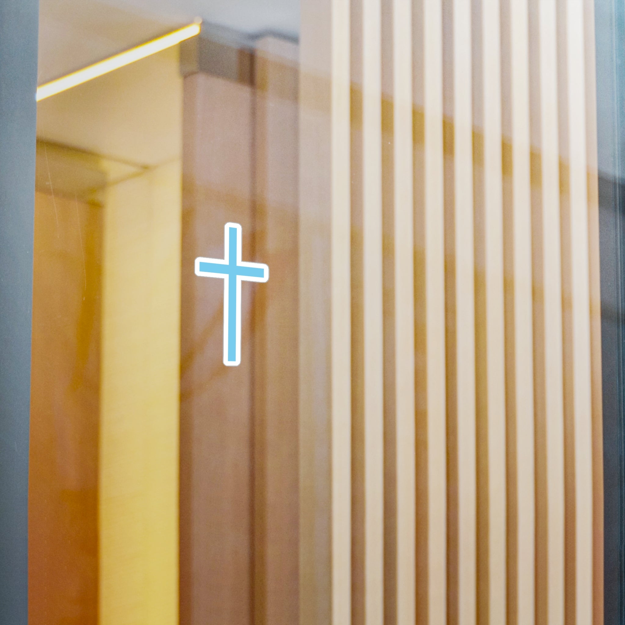 Cross Vinyl Sticker — Blue Christian Cross