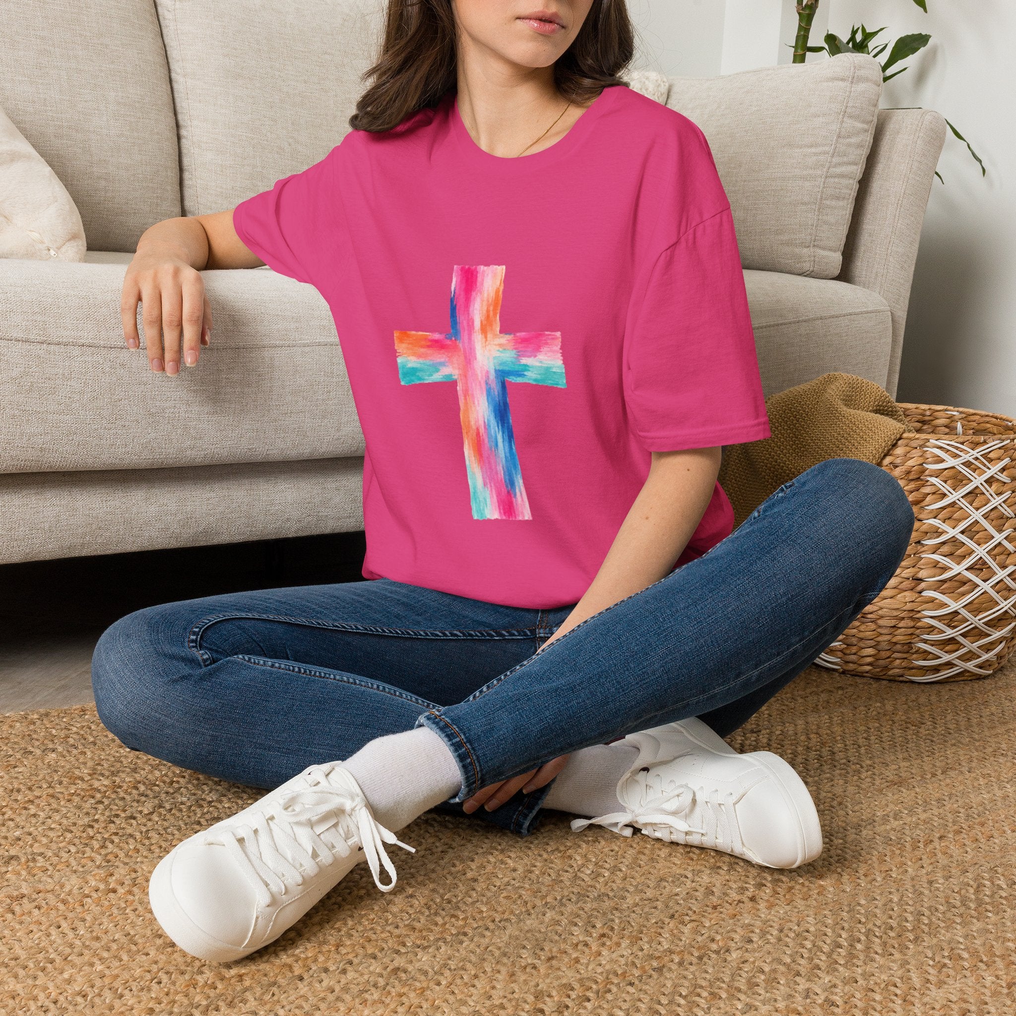 Watercolor Cross T-Shirt — Colorful Christian Faith Tee