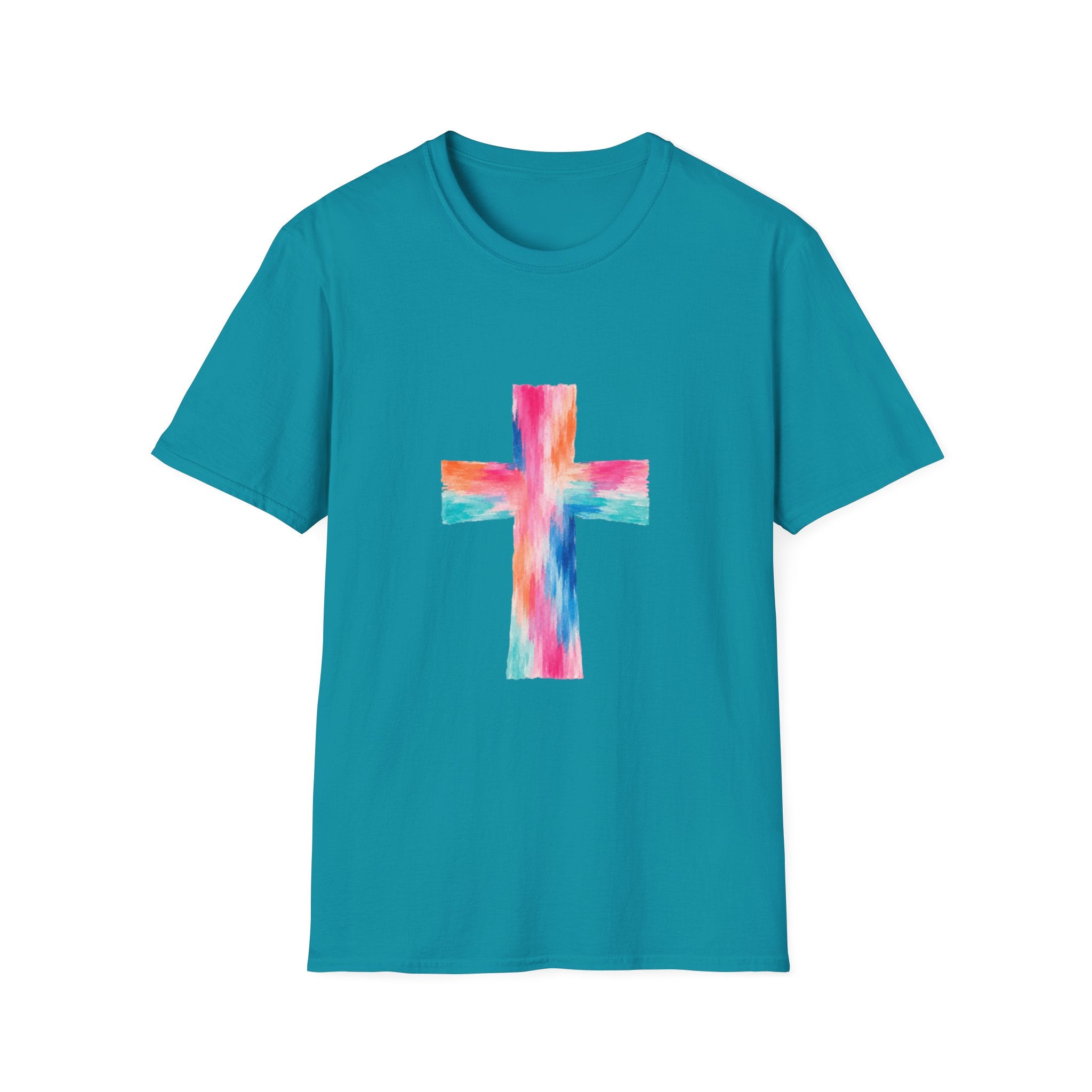 Watercolor Cross T-Shirt — Colorful Christian Faith Tee