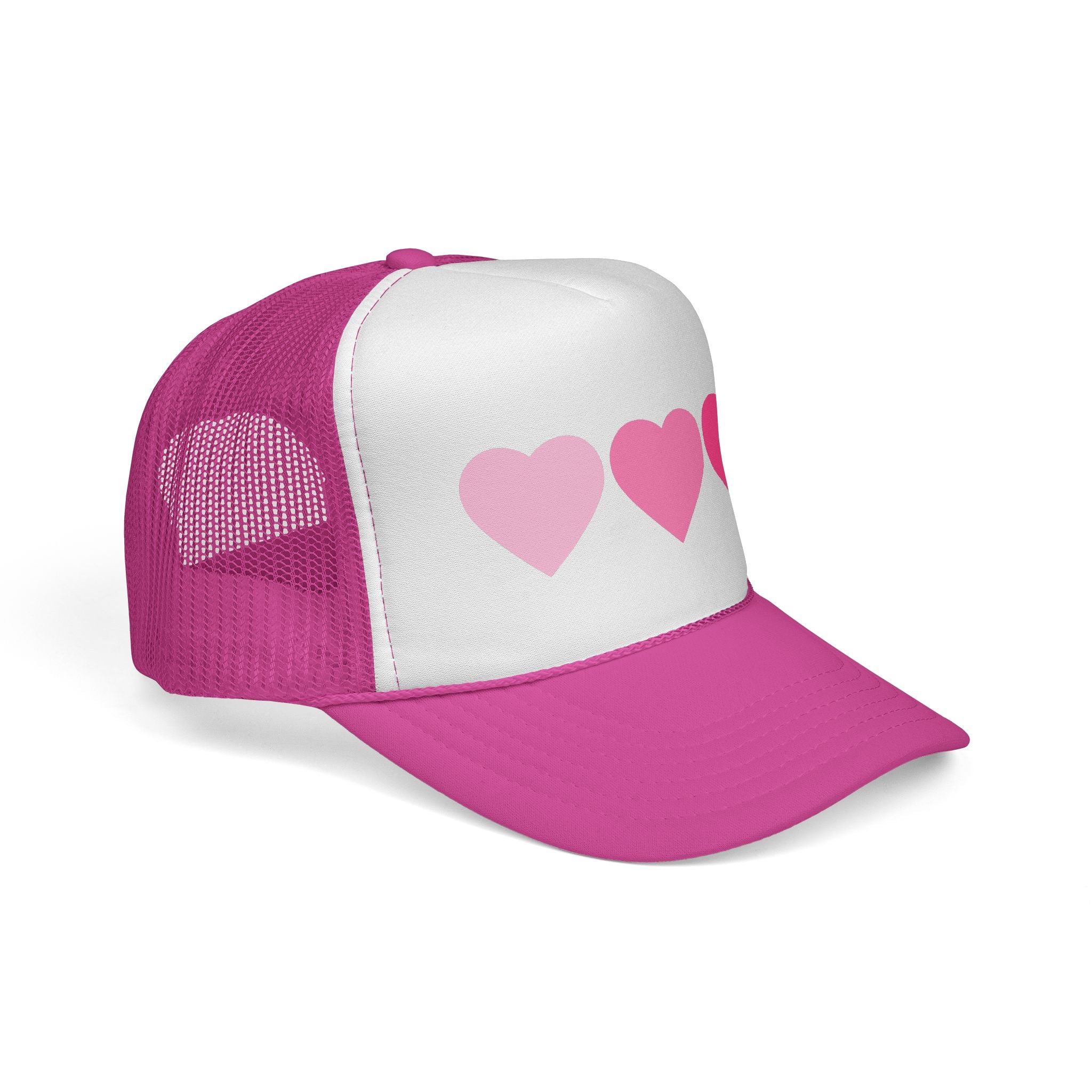 Pink Gradient Hearts Trucker Cap — Cute Valentine’s Mesh Hat