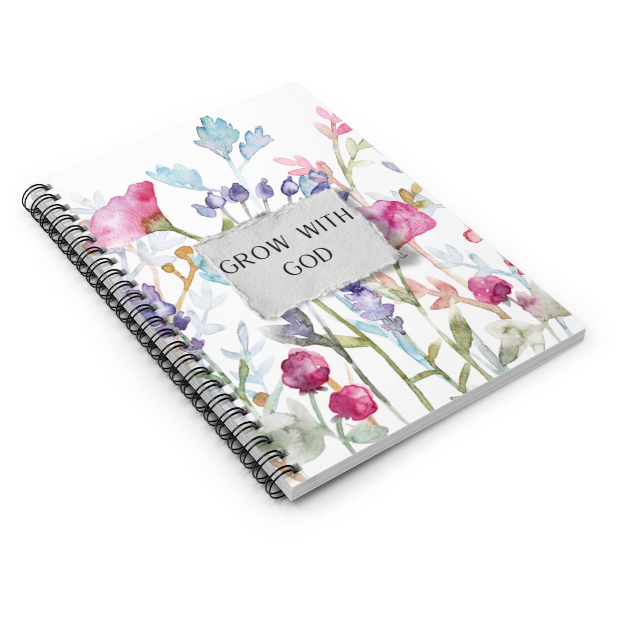 Grow With God Floral Spiral Notebook — Christian Ruled Journal for Prayer & Devotion