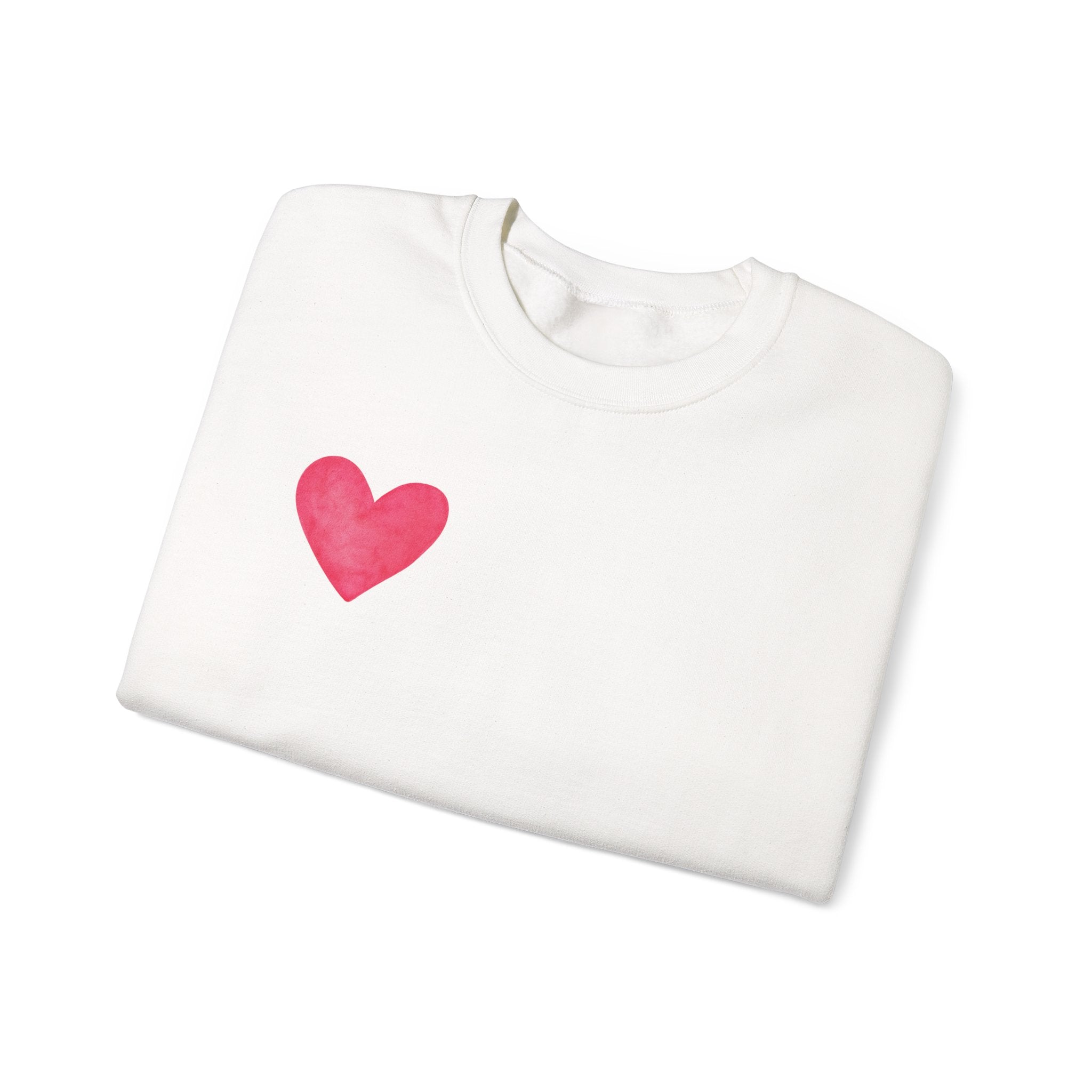 Crewneck Sweatshirt – Watercolor 'LOVE' Back Print, Cozy Valentine's Pullover