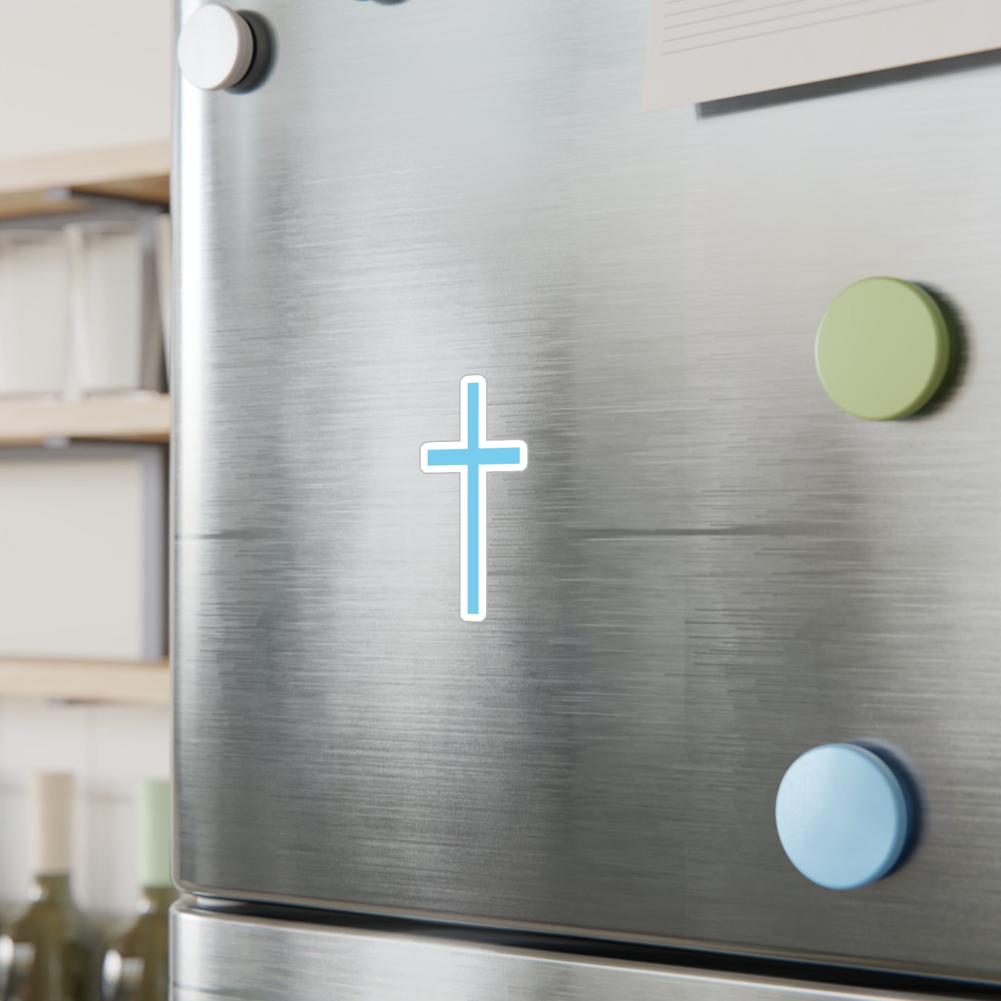Cross Vinyl Sticker — Blue Christian Cross