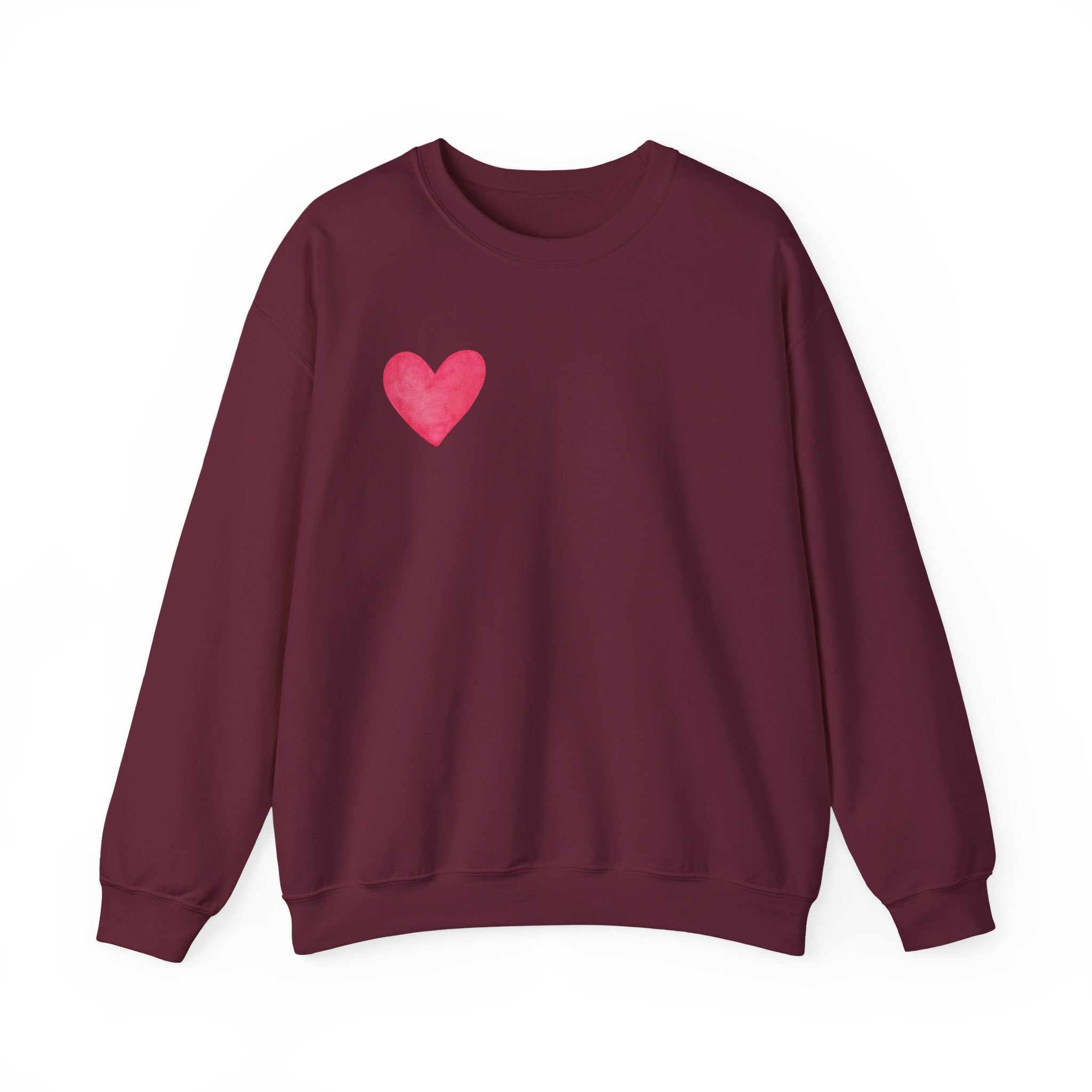 Crewneck Sweatshirt – Watercolor 'LOVE' Back Print, Cozy Valentine's Pullover