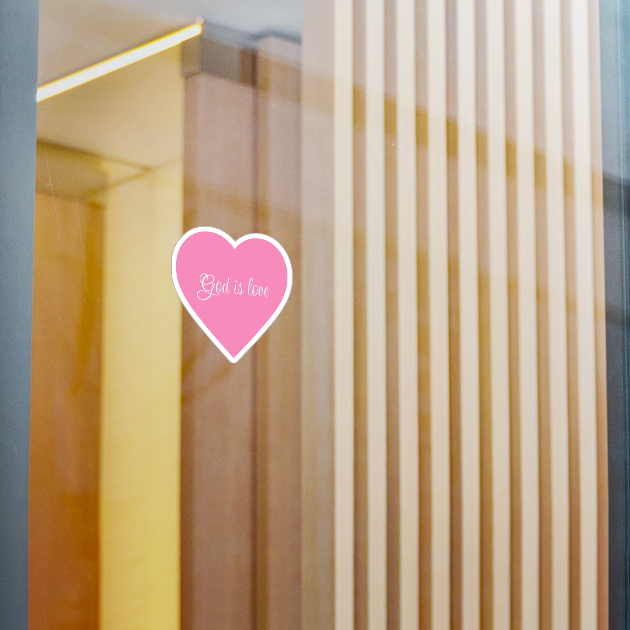 Heart Sticker "God Is Love" — Pink Religious Vinyl Decal (Kiss-Cut)
