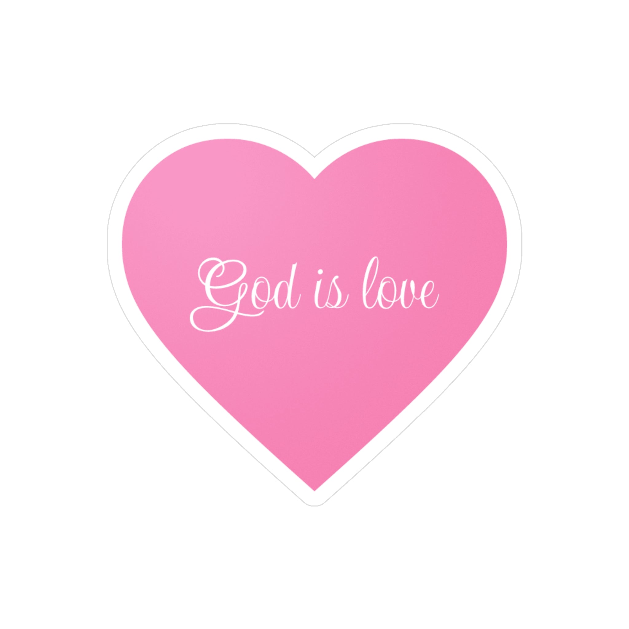 Heart Sticker "God Is Love" — Pink Religious Vinyl Decal (Kiss-Cut)