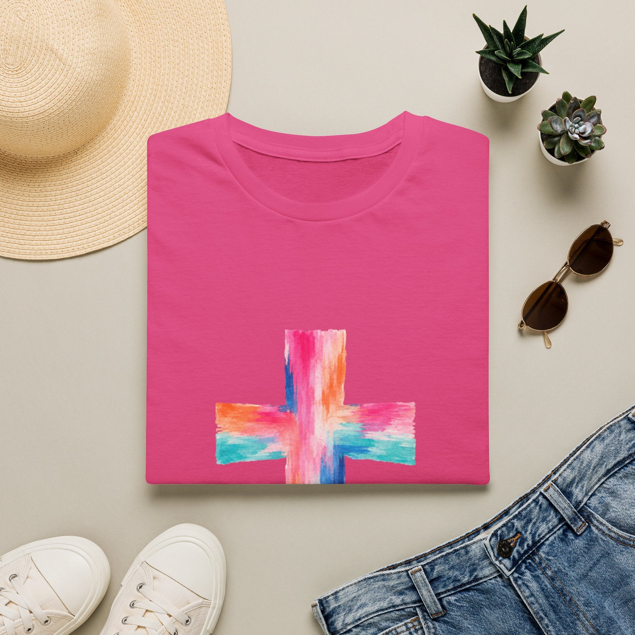 Watercolor Cross T-Shirt — Colorful Christian Faith Tee