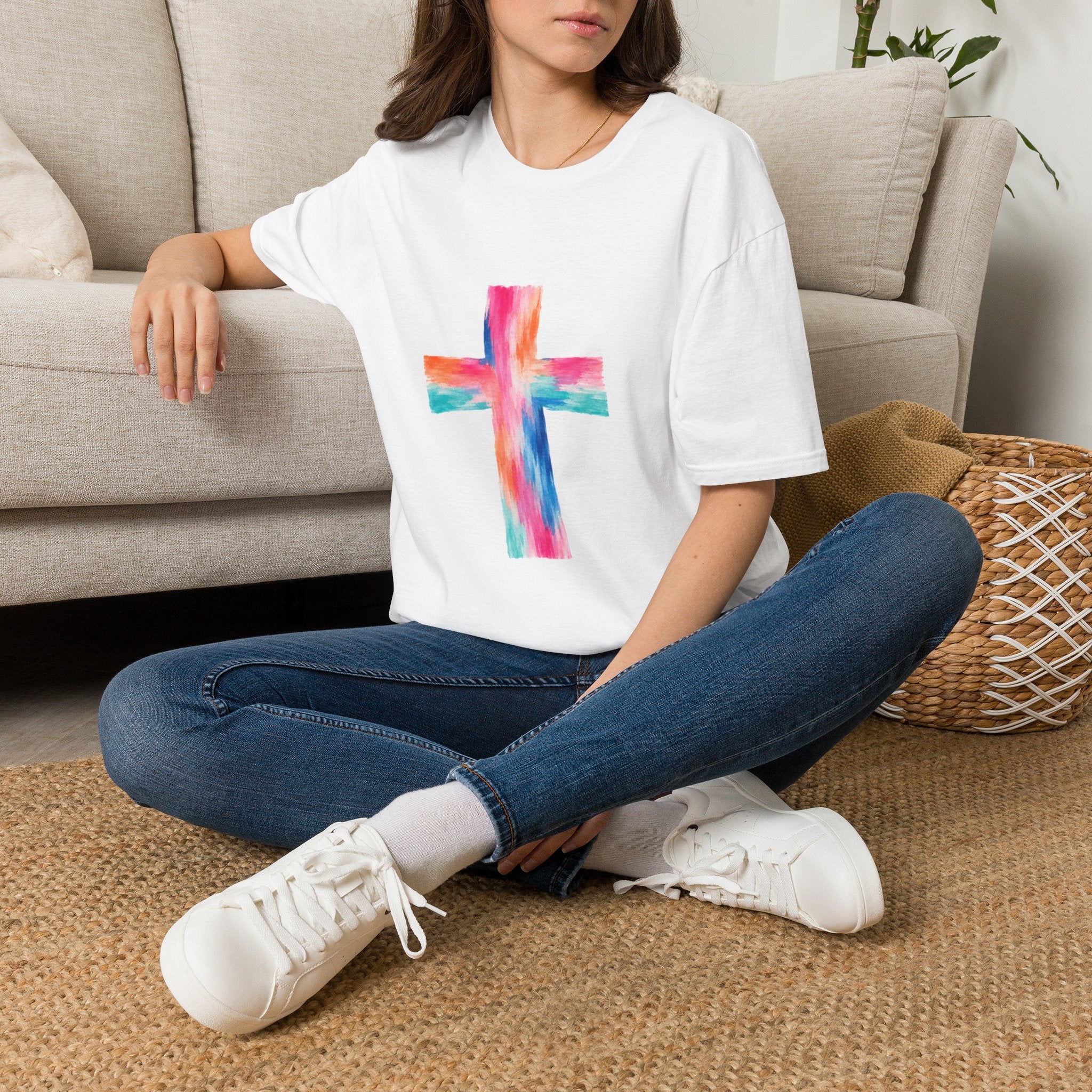 Watercolor Cross T-Shirt — Colorful Christian Faith Tee