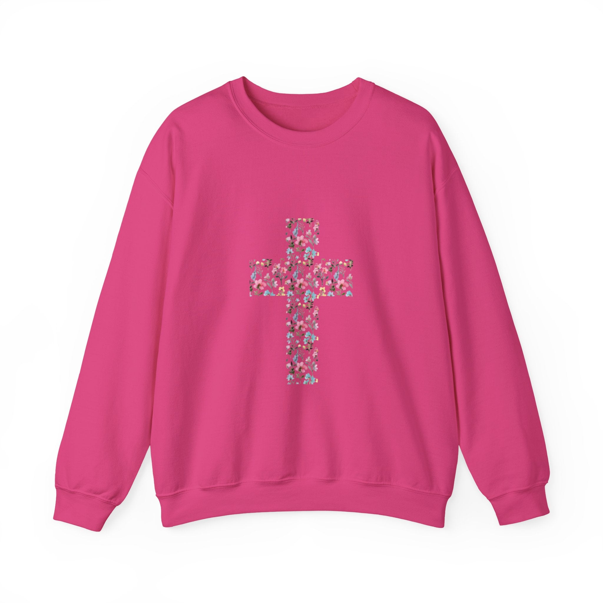 Floral Cross Crewneck Sweatshirt — Women's Christian Faith Pullover
