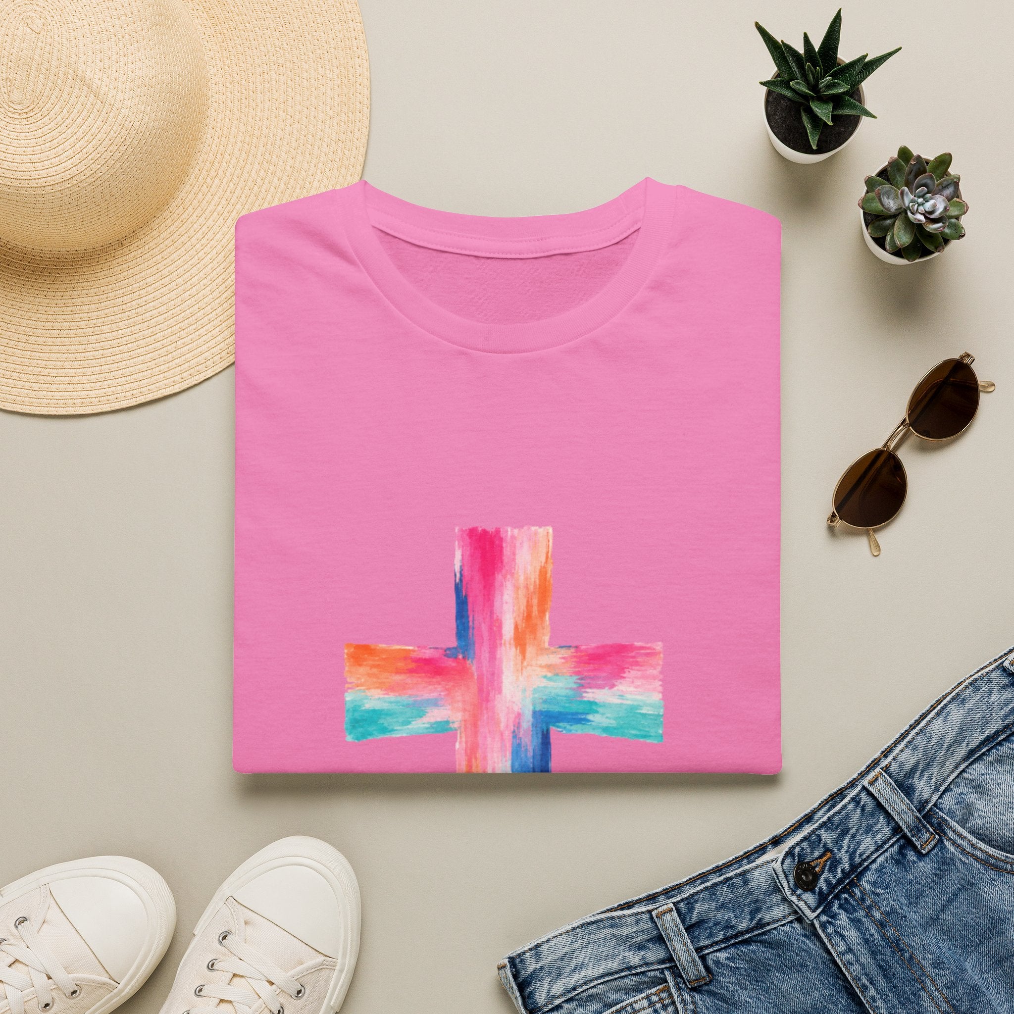 Watercolor Cross T-Shirt — Colorful Christian Faith Tee