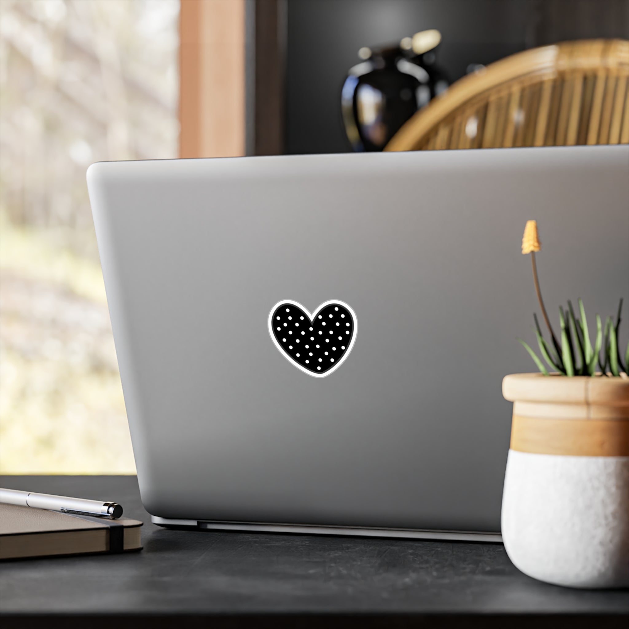 Black Polka Dot Heart Sticker