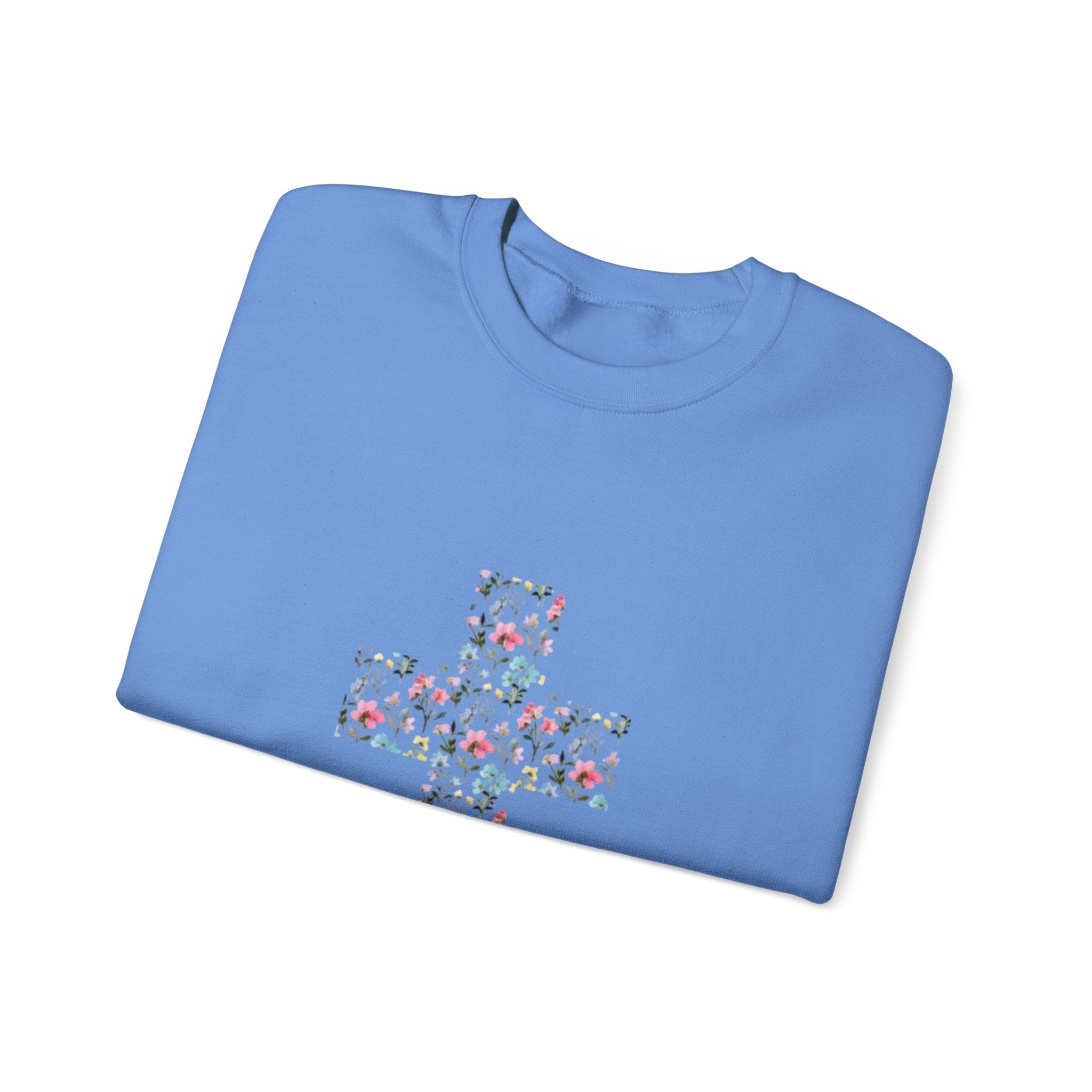 Floral Cross Crewneck Sweatshirt — Women's Christian Faith Pullover