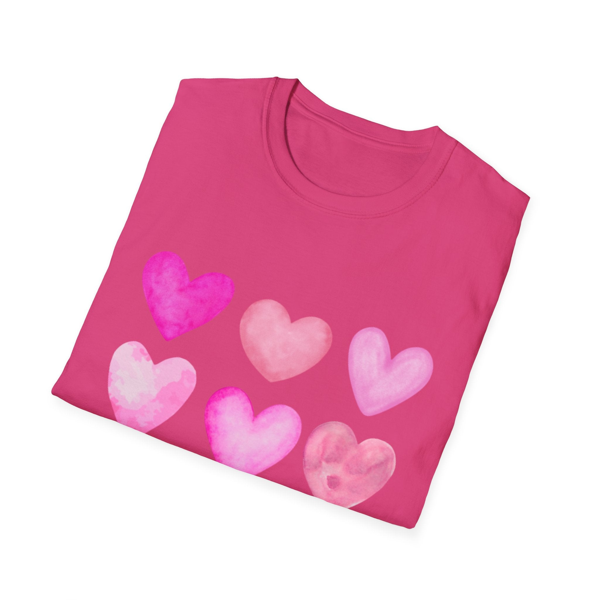 Pink Watercolor Hearts T-Shirt