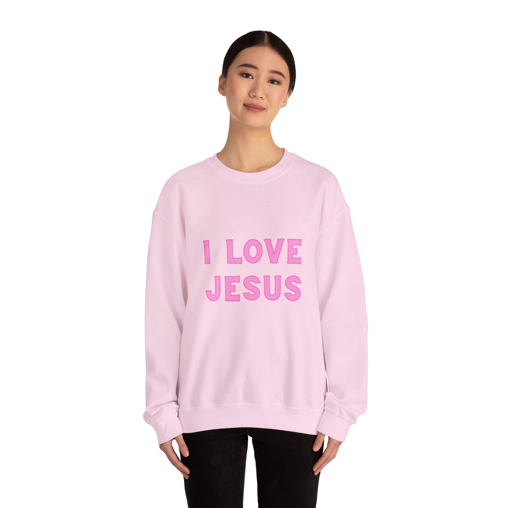 I Love Jesus Pink Crewneck Sweatshirt