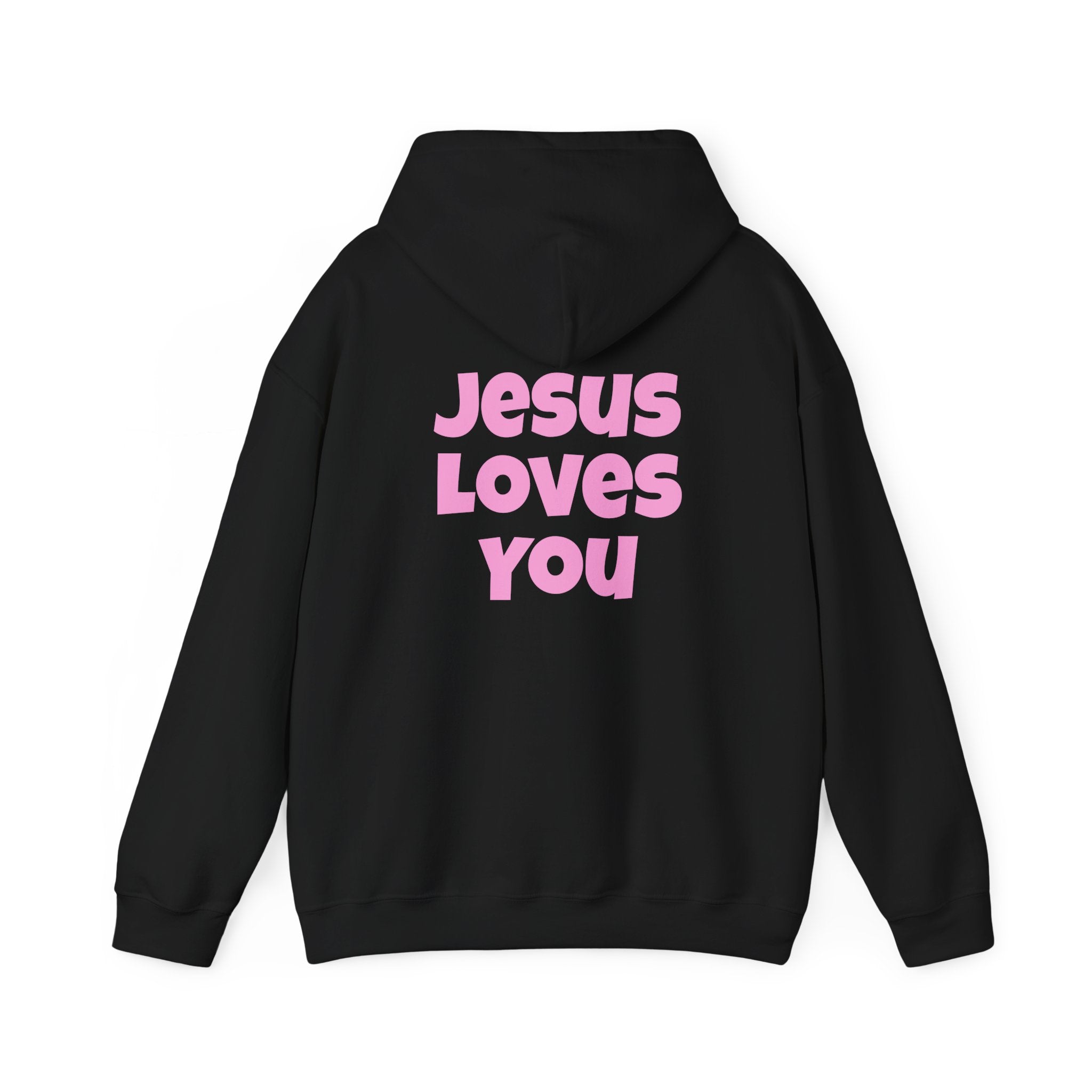 Jesus Loves You Hoodie — Pink Cross Christian Faith Pullover