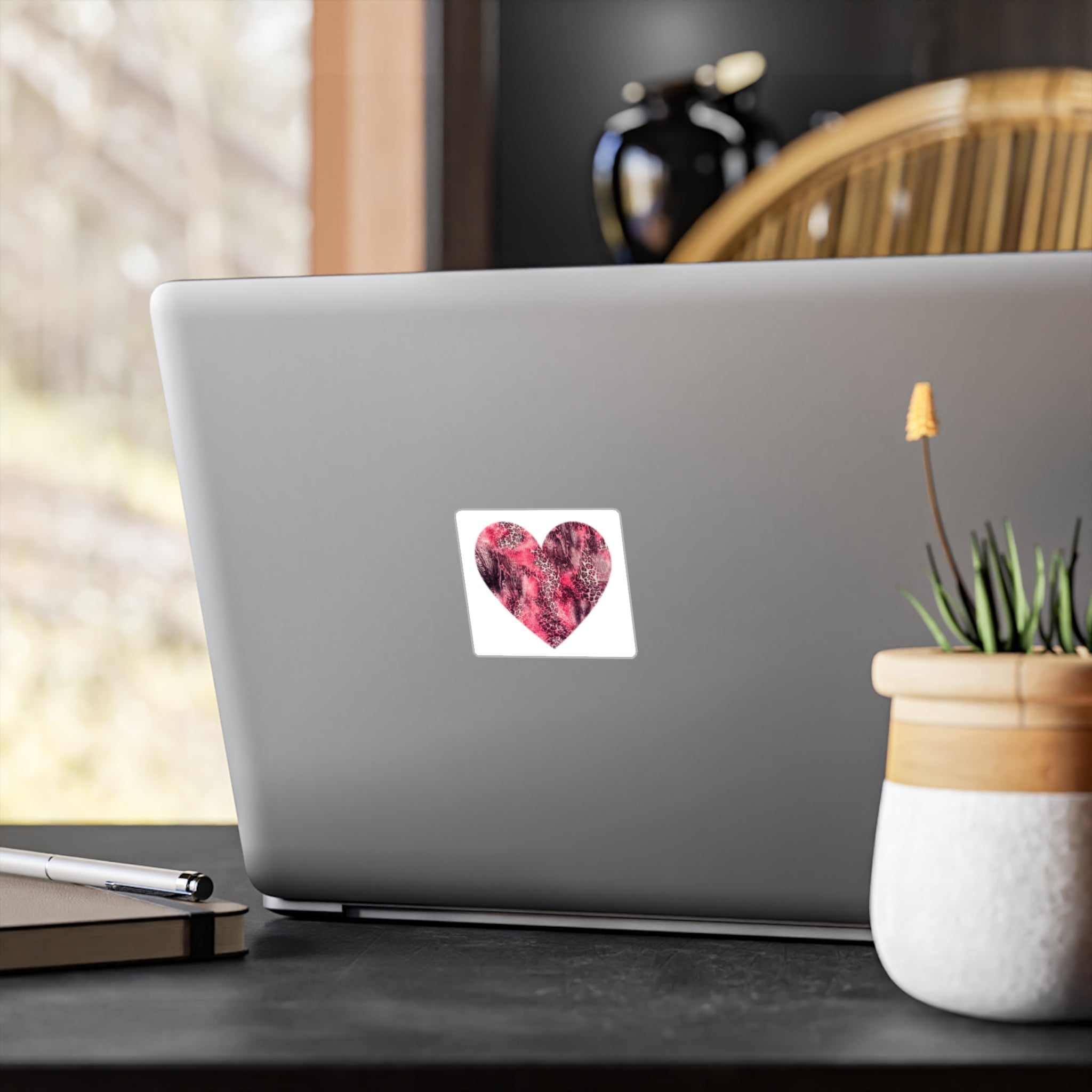 Pink Leopard Heart Vinyl Decal