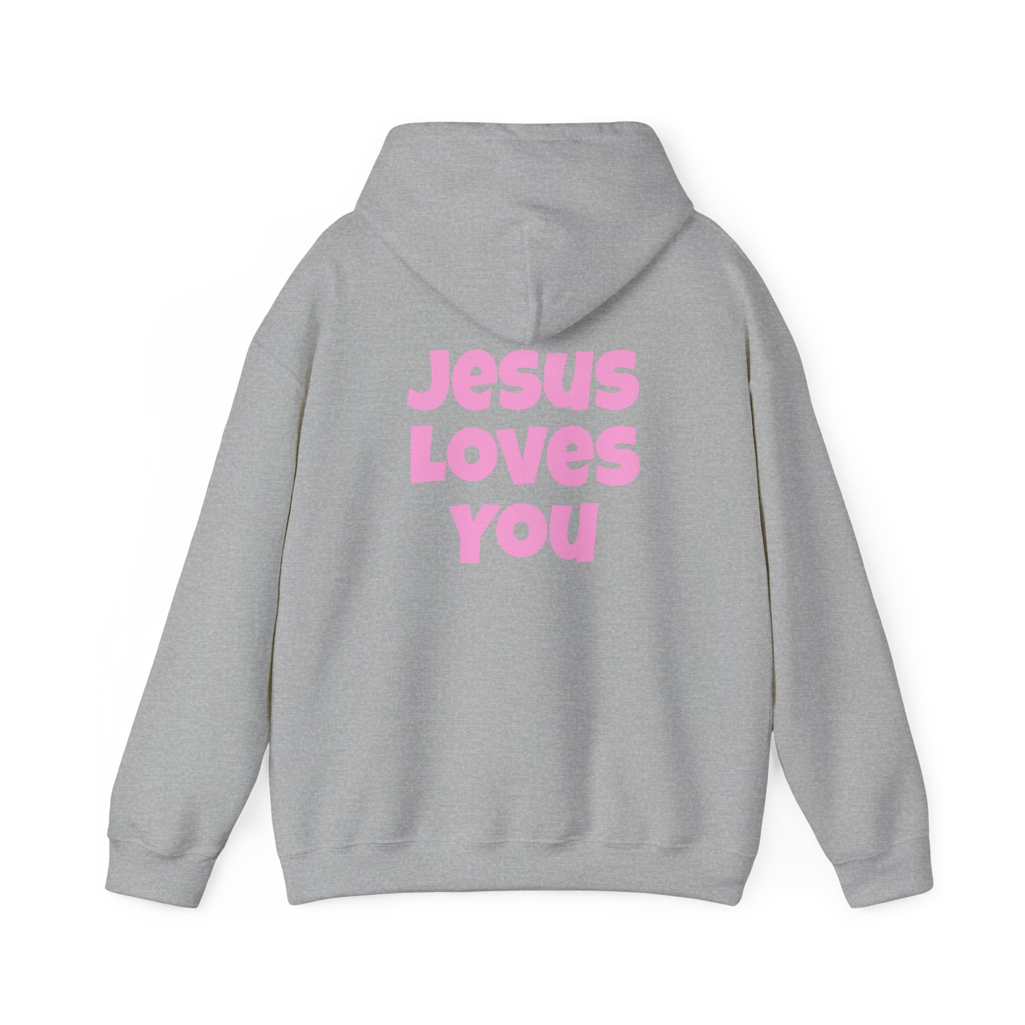 Jesus Loves You Hoodie — Pink Cross Christian Faith Pullover