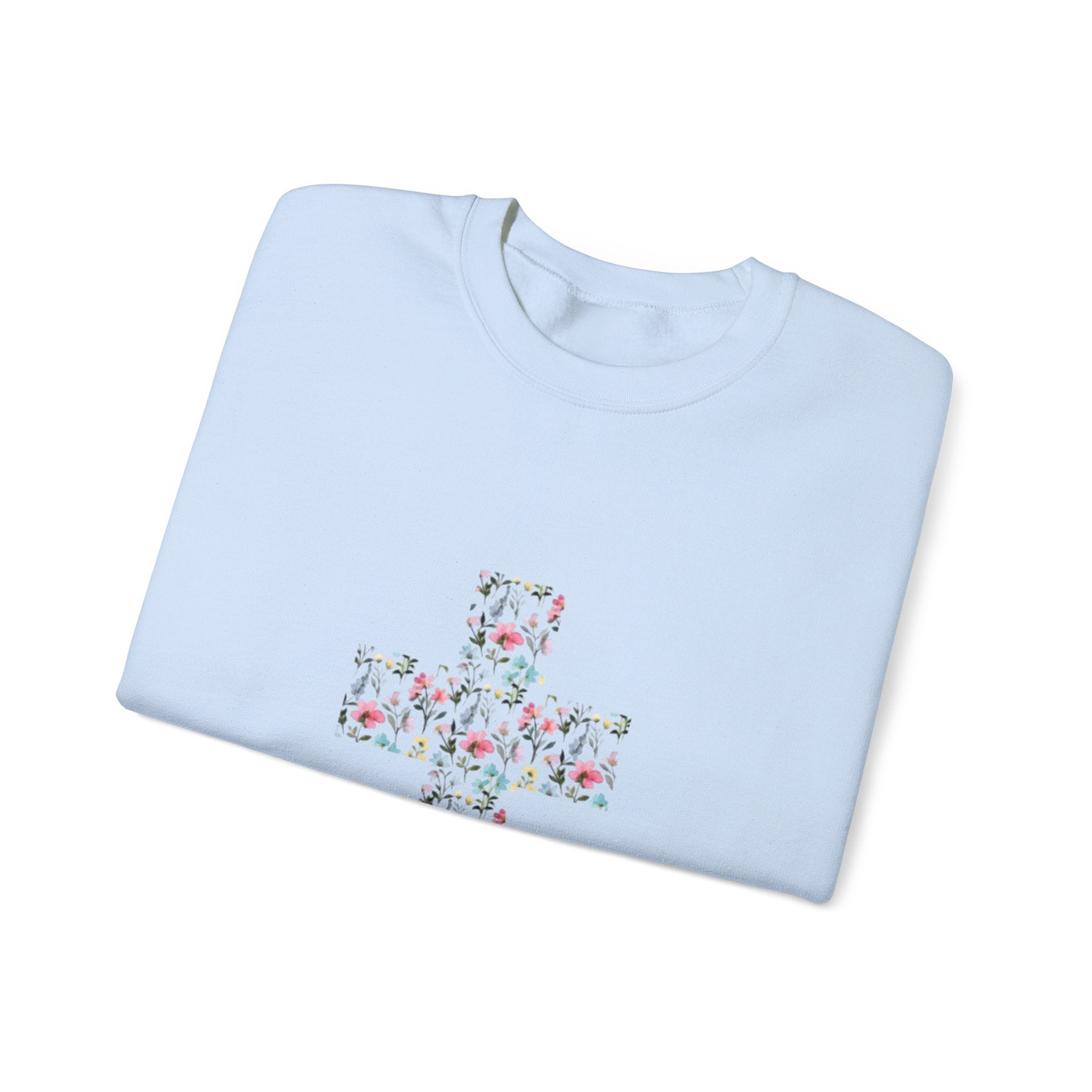 Floral Cross Crewneck Sweatshirt — Women's Christian Faith Pullover