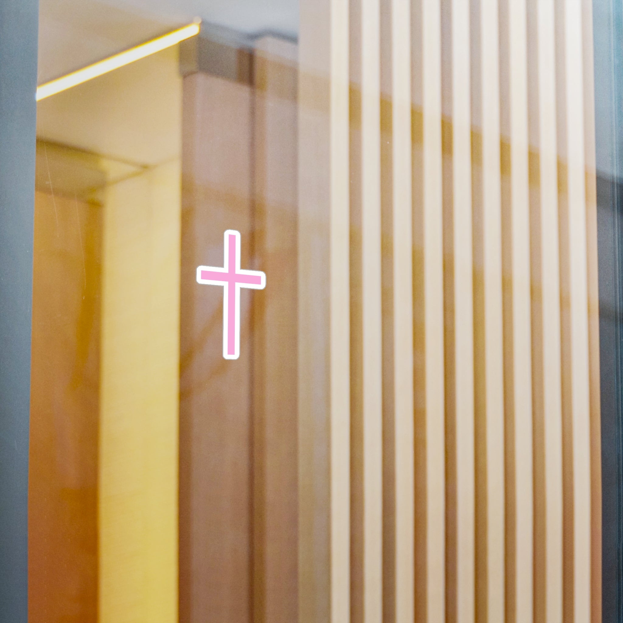 Pink Cross Vinyl Sticker — Kiss-Cut Religious Decal for Water Bottles, Laptops &amp; Cars