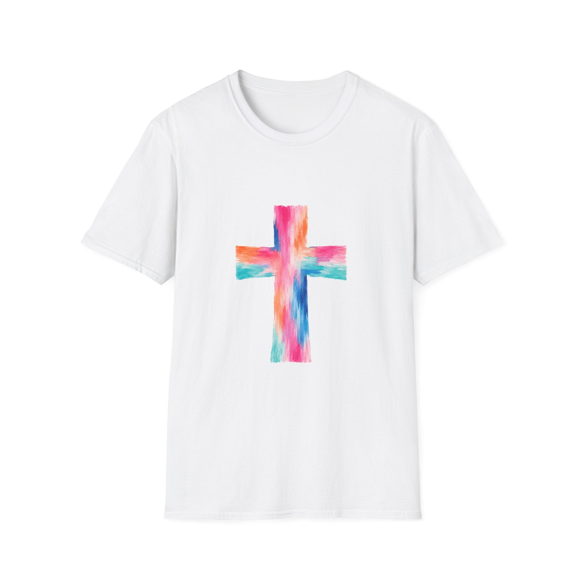 Watercolor Cross T-Shirt — Colorful Christian Faith Tee