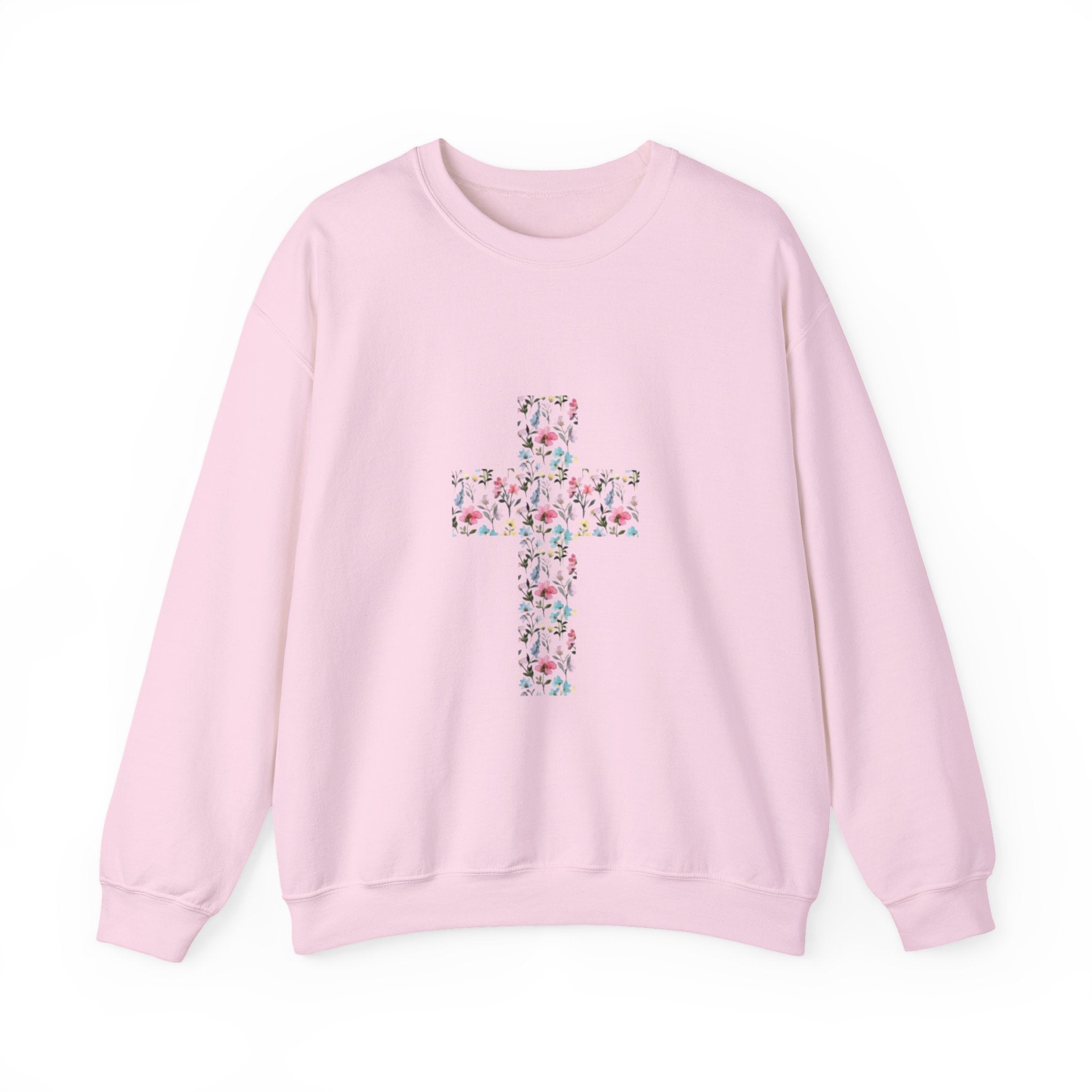 Floral Cross Crewneck Sweatshirt — Women's Christian Faith Pullover