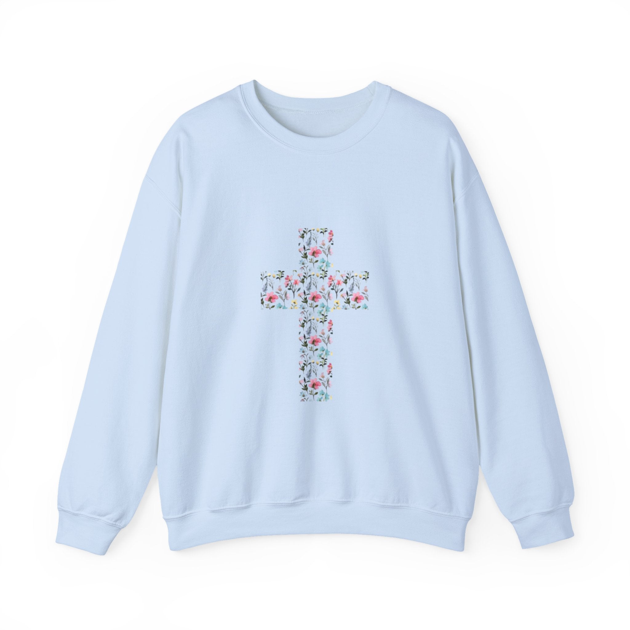 Floral Cross Crewneck Sweatshirt — Women's Christian Faith Pullover