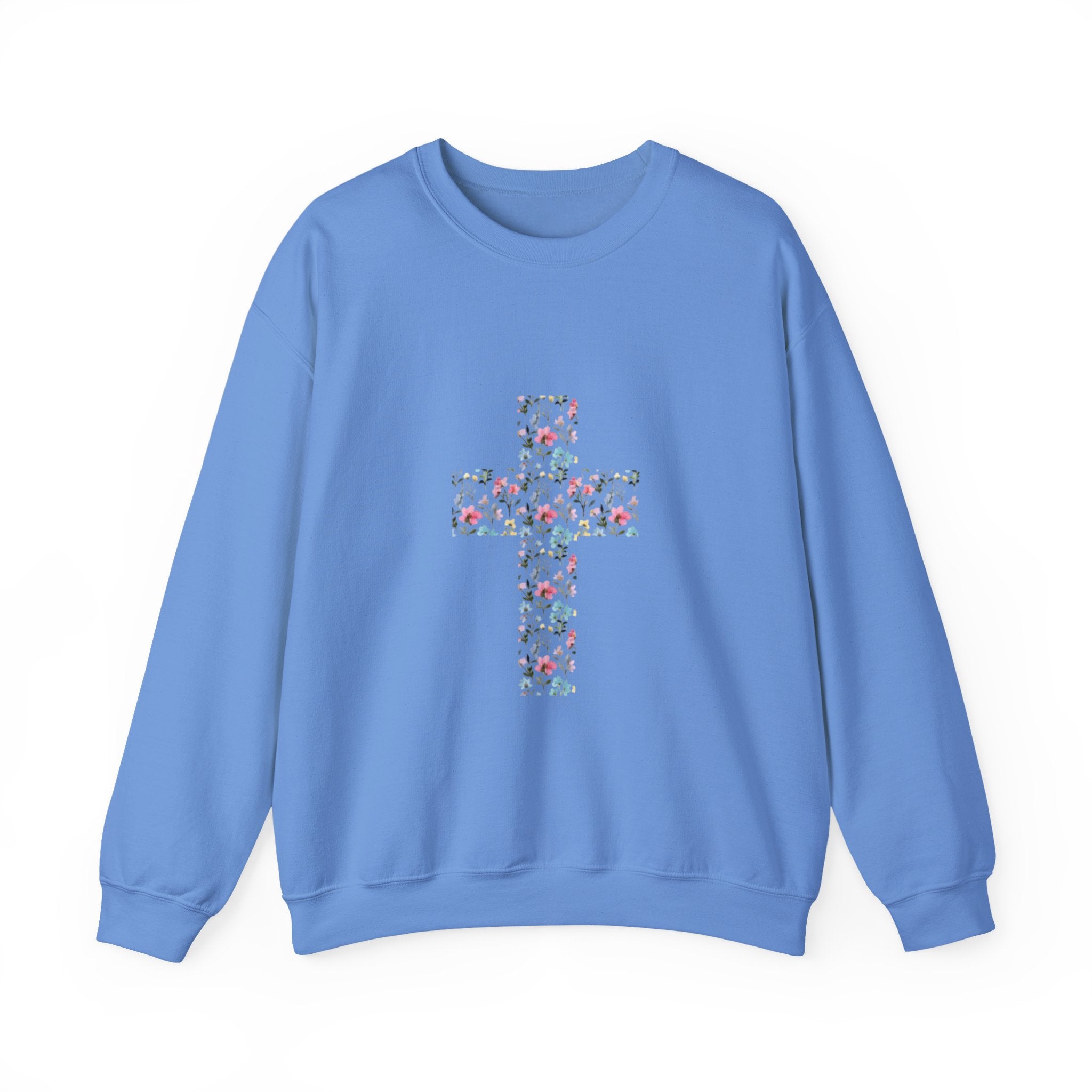 Floral Cross Crewneck Sweatshirt — Women's Christian Faith Pullover
