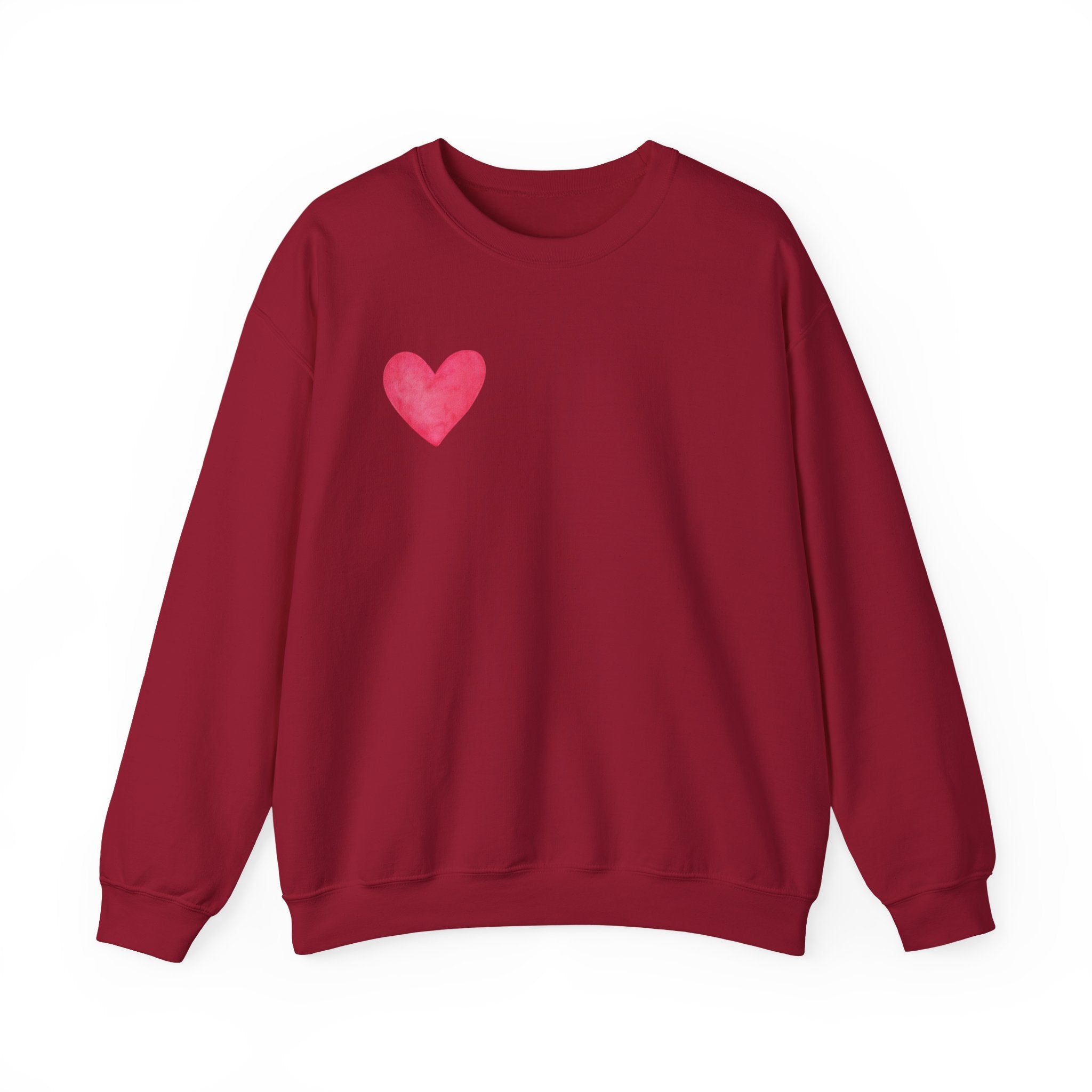 Crewneck Sweatshirt – Watercolor 'LOVE' Back Print, Cozy Valentine's Pullover