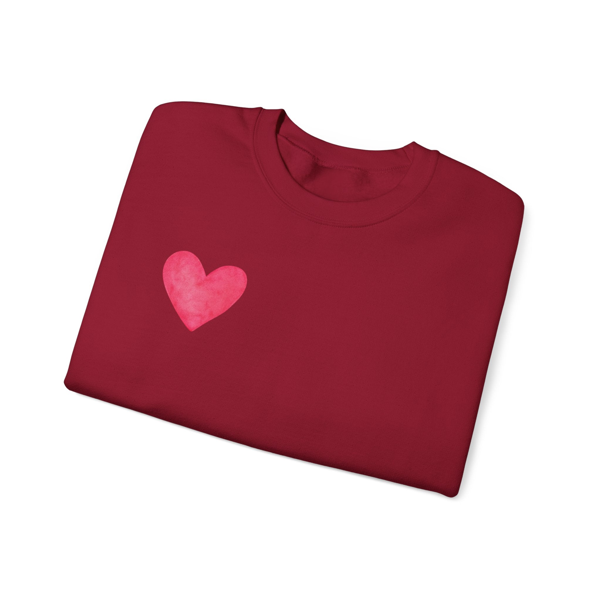 Crewneck Sweatshirt – Watercolor 'LOVE' Back Print, Cozy Valentine's Pullover