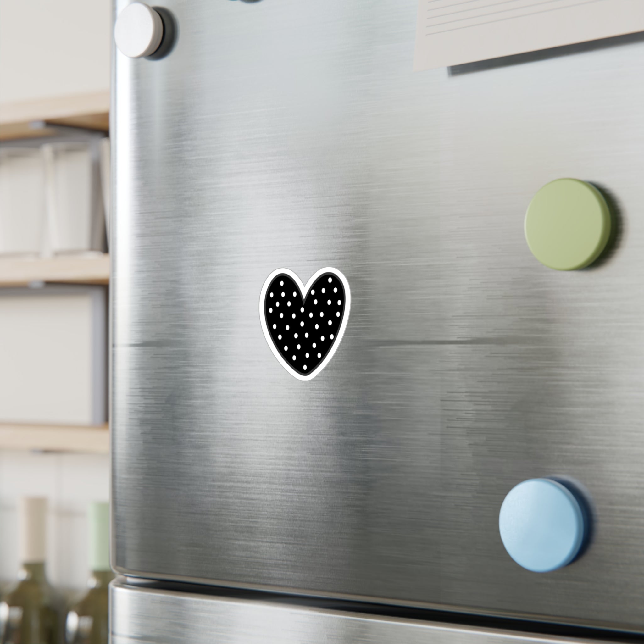 Black Polka Dot Heart Sticker