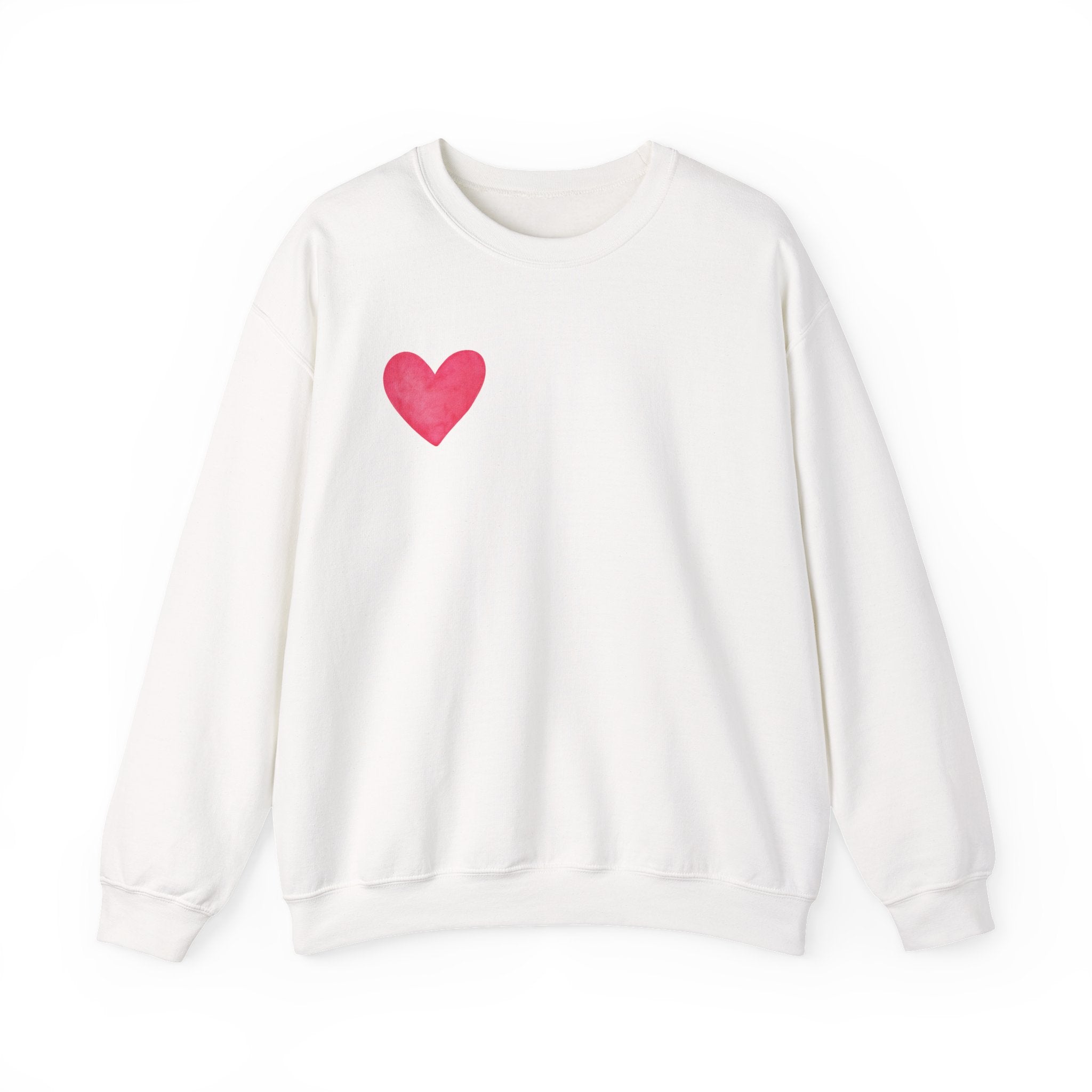 Crewneck Sweatshirt – Watercolor 'LOVE' Back Print, Cozy Valentine's Pullover