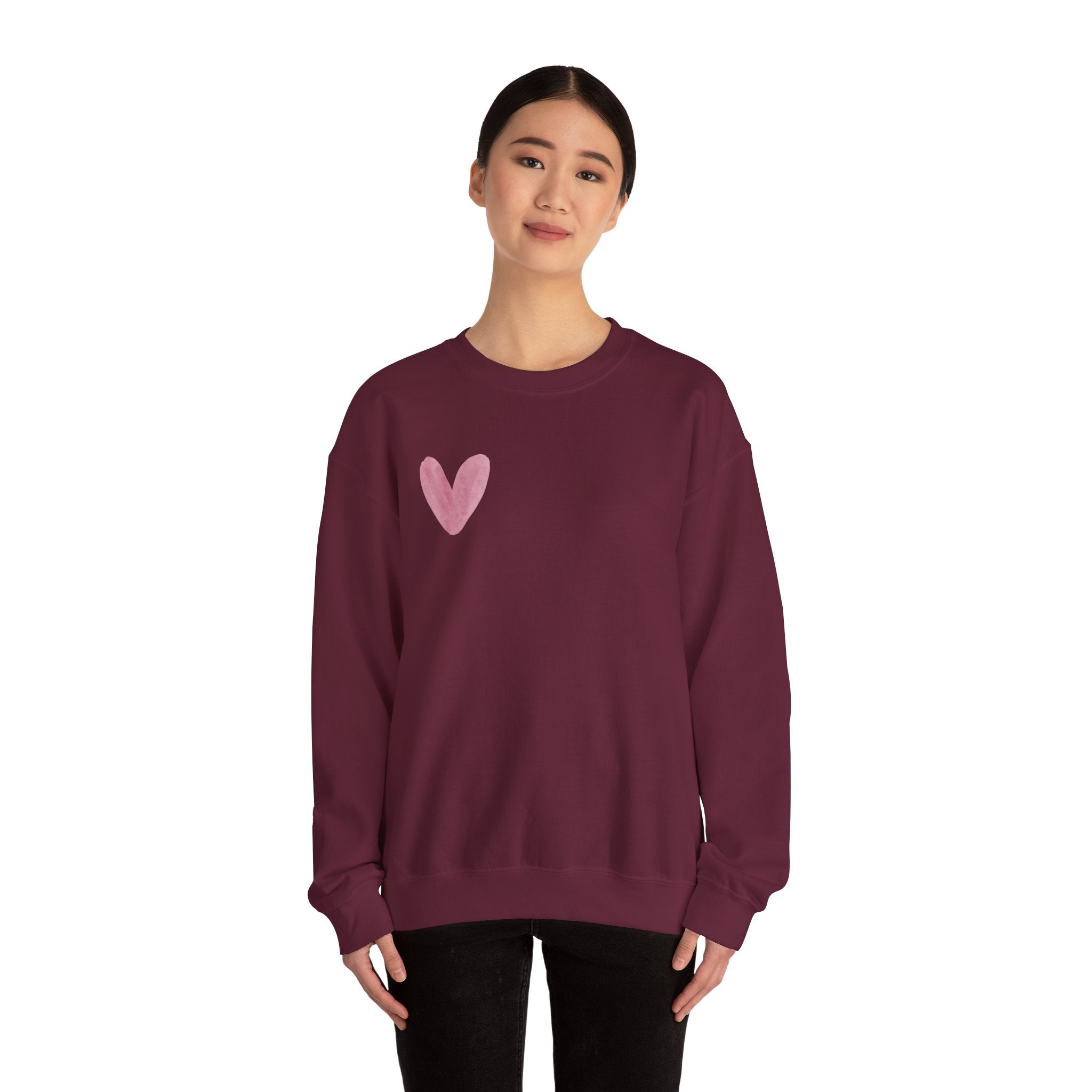 Pink Watercolor Heart Crewneck Sweatshirt