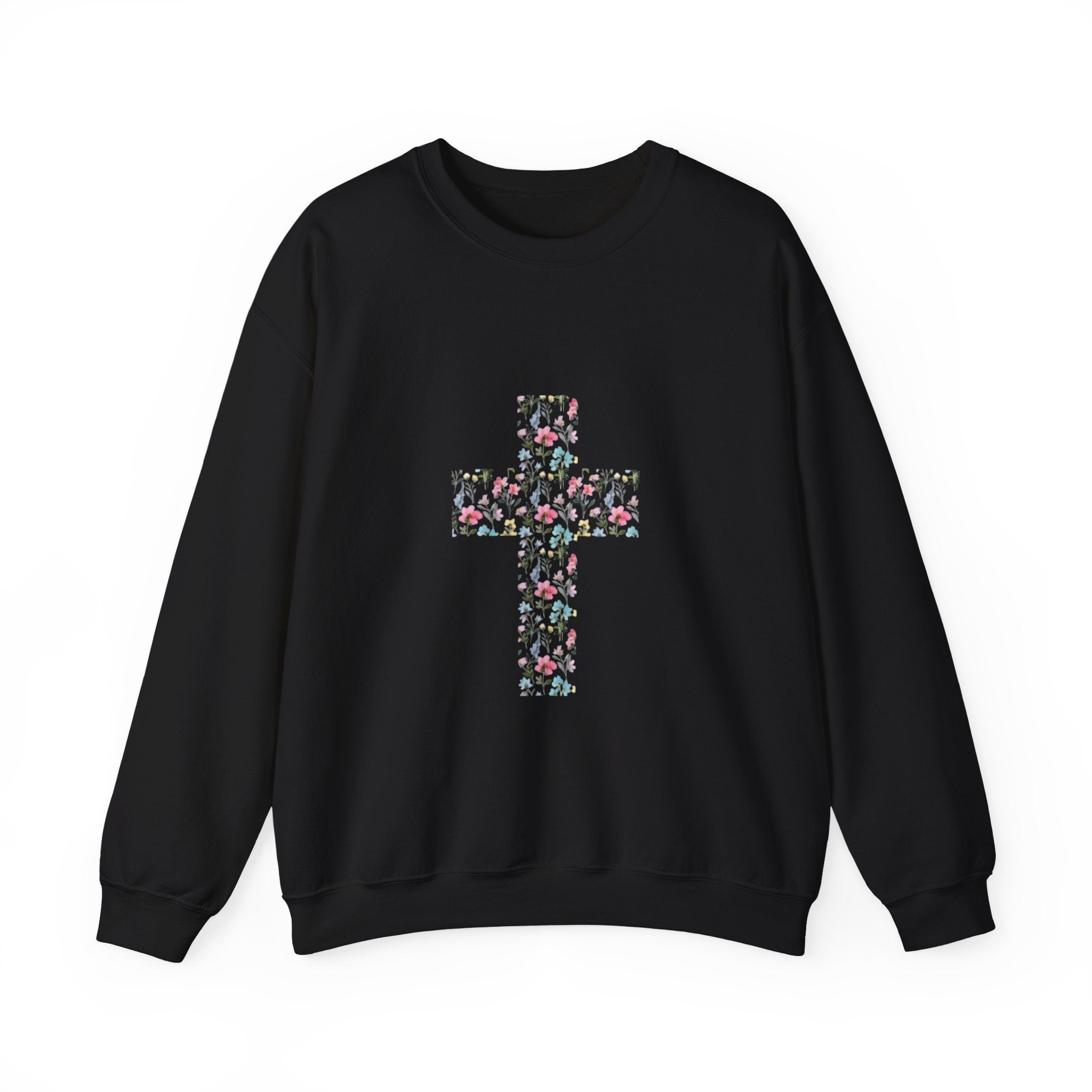 Floral Cross Crewneck Sweatshirt — Women's Christian Faith Pullover