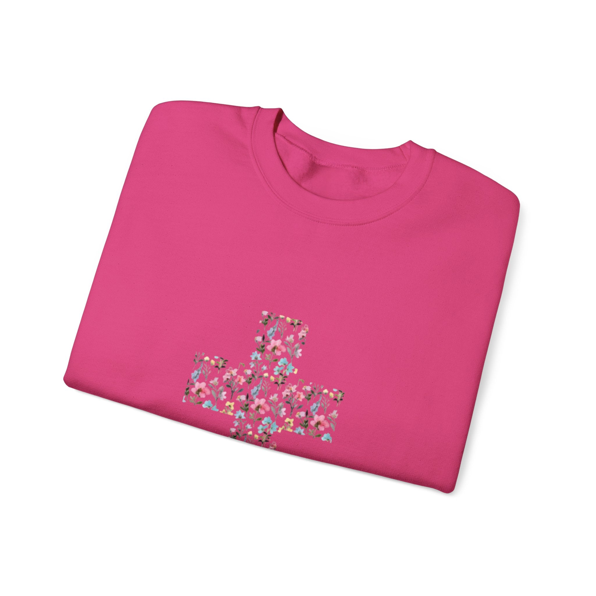 Floral Cross Crewneck Sweatshirt — Women's Christian Faith Pullover