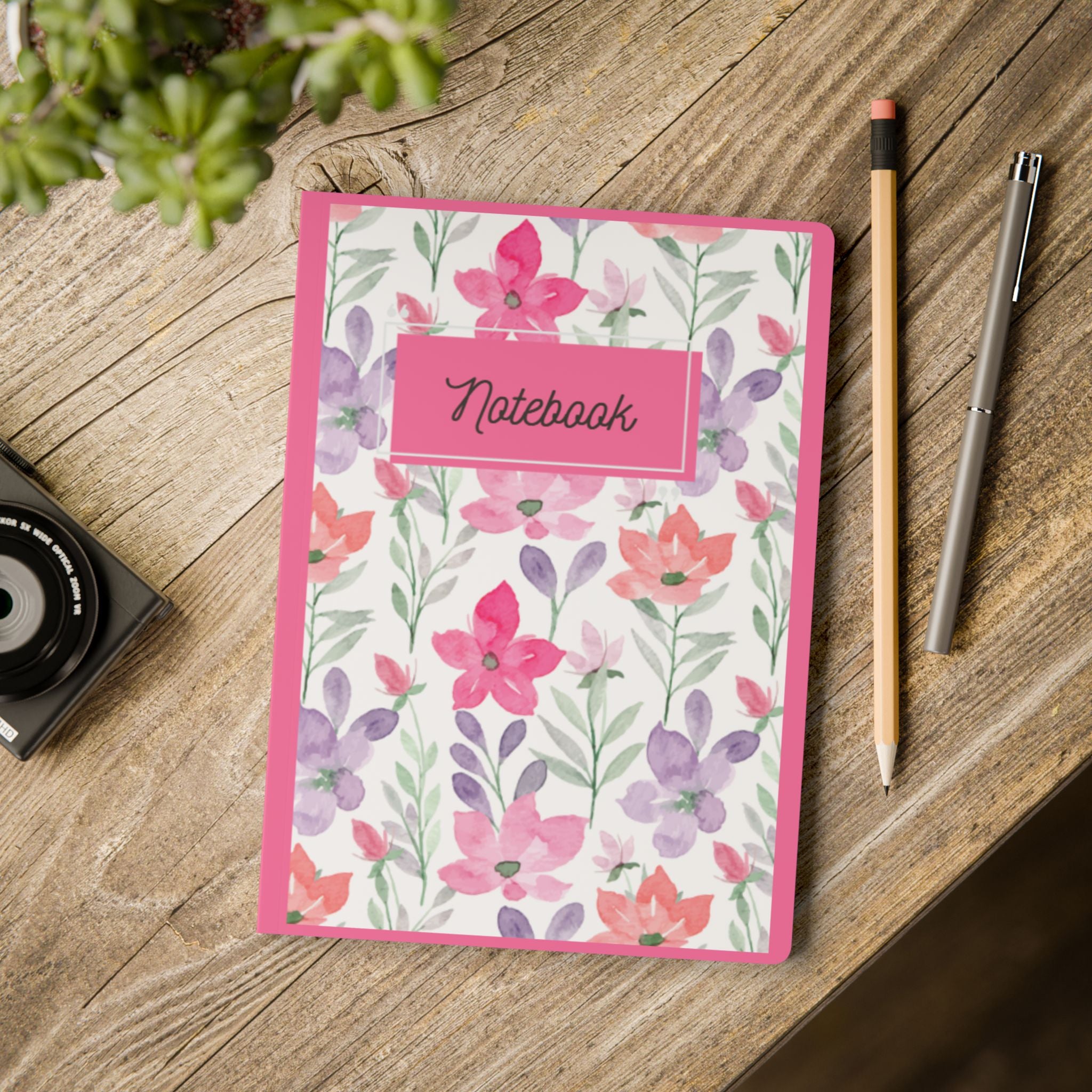 Floral Watercolor Notebook — Pink & Lavender Softcover Journal