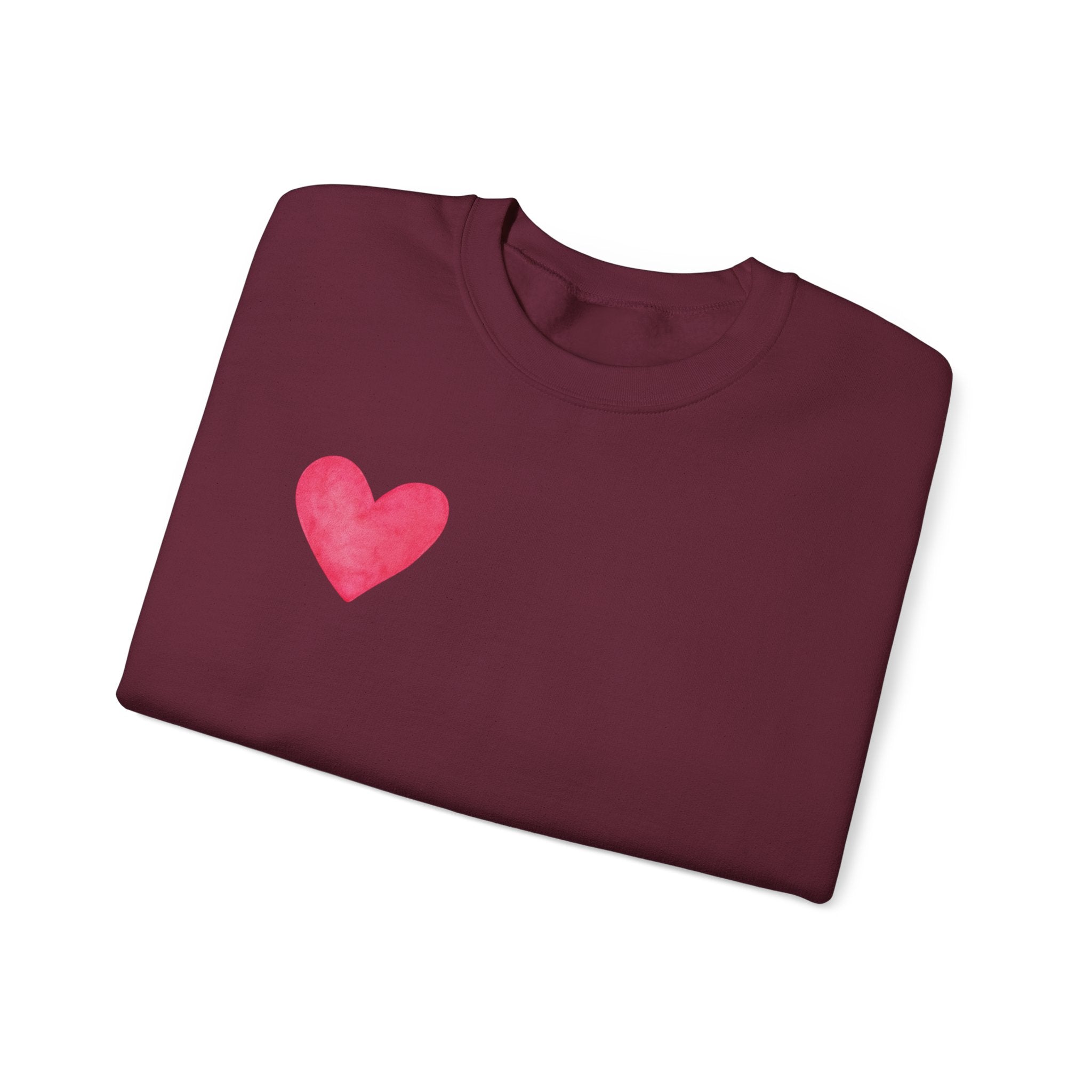 Crewneck Sweatshirt – Watercolor 'LOVE' Back Print, Cozy Valentine's Pullover